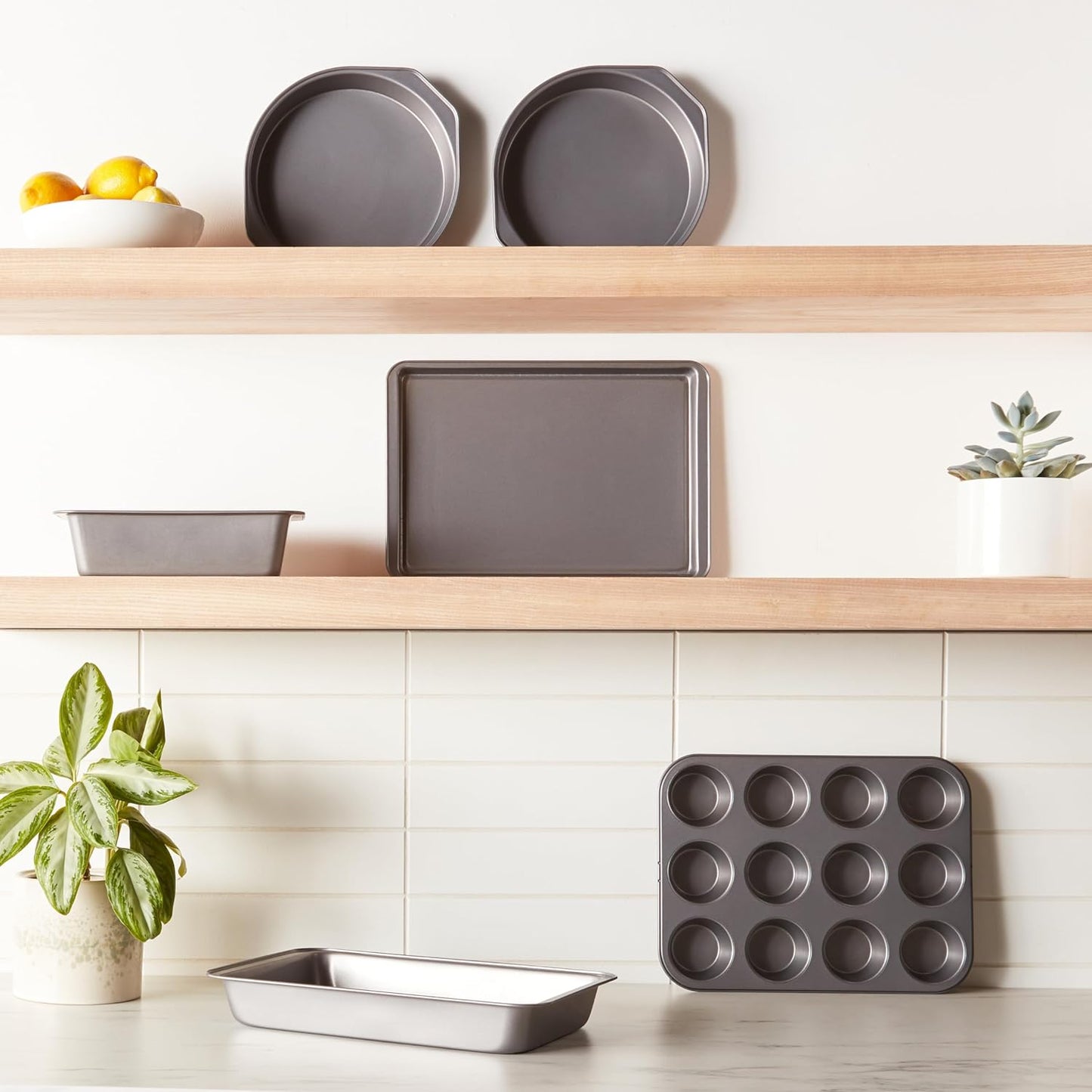 Amazon Basics 6 Piece Nonstick, Carbon Steel Oven Safe Bakeware Set with Cake, Muffin, Cookie, and Loaf Pans, 6 Piece, 16.25 x 11.75 x 6.25 inches - Culinary Roots