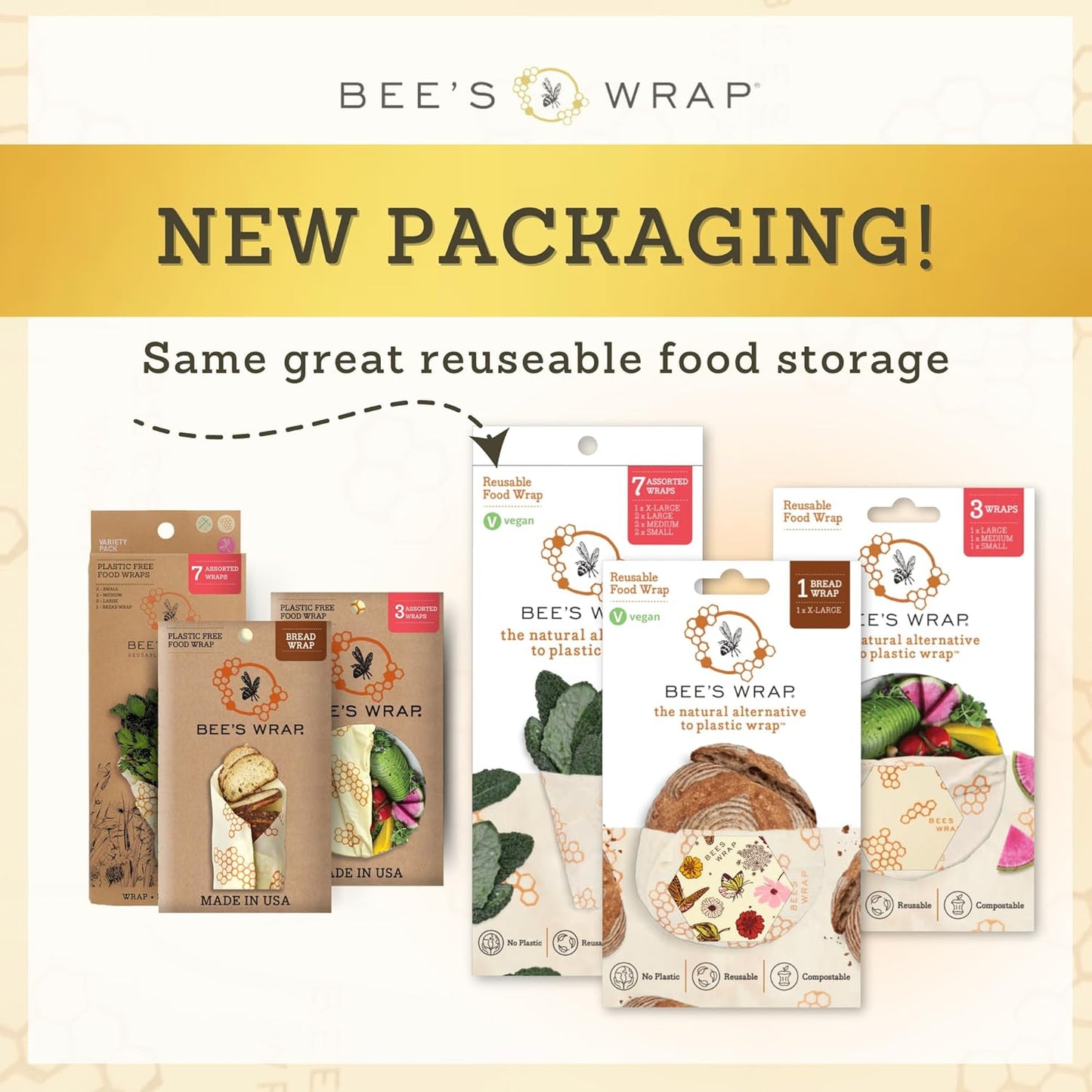 Bee's Wrap Beeswax Wraps for Food - Garden Party Bread Wrap - Made in USA Reusable Bread Storage Bags - Organic & Eco-Friendly Alternative to Aluminum Foil, Sourdough Bags & Plastic Wrap