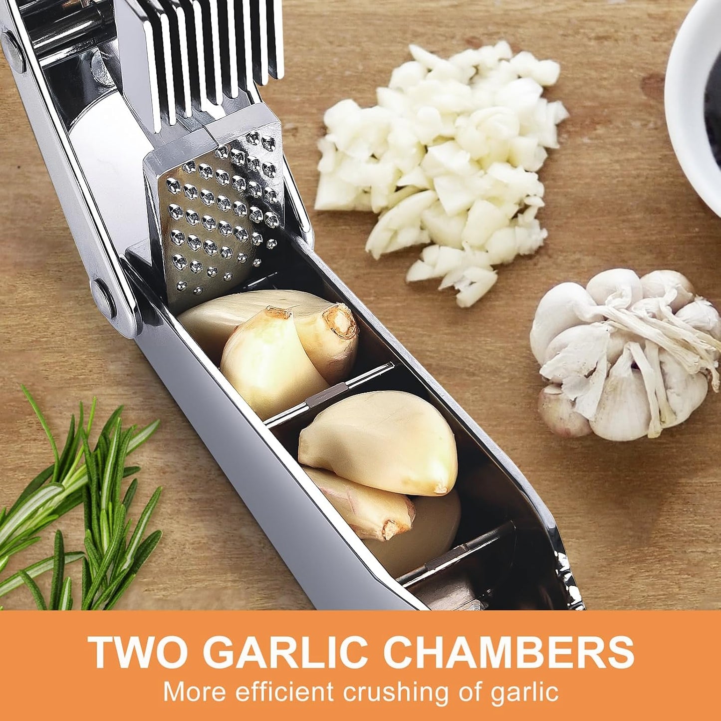 Garlic press and slicer 2 in 1,Effortlessly Crush, Slice, and Mince Garlic,with this Versatile Kitchen Tool - Perfect for Home Cooks and Professional Chefs Alike. (Silvery) - Culinary Roots