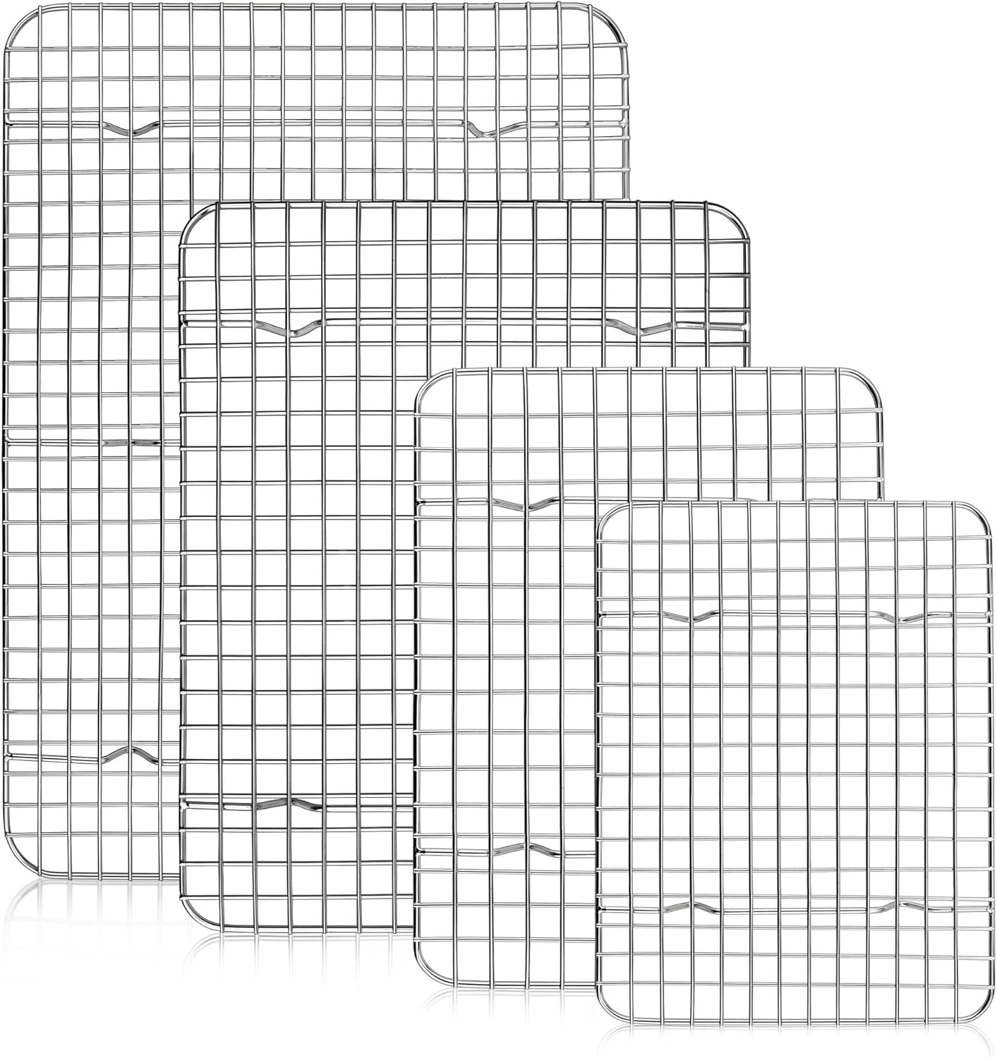 TeamFar Cooling Rack Set of 4, Stainless Steel Grid Cooking Roasting Racks for Various Size Baking Sheet Toaster Oven Pan, Healthy & Heavy Duty, Mirror Finish & Dishwasher Safe - Culinary Roots