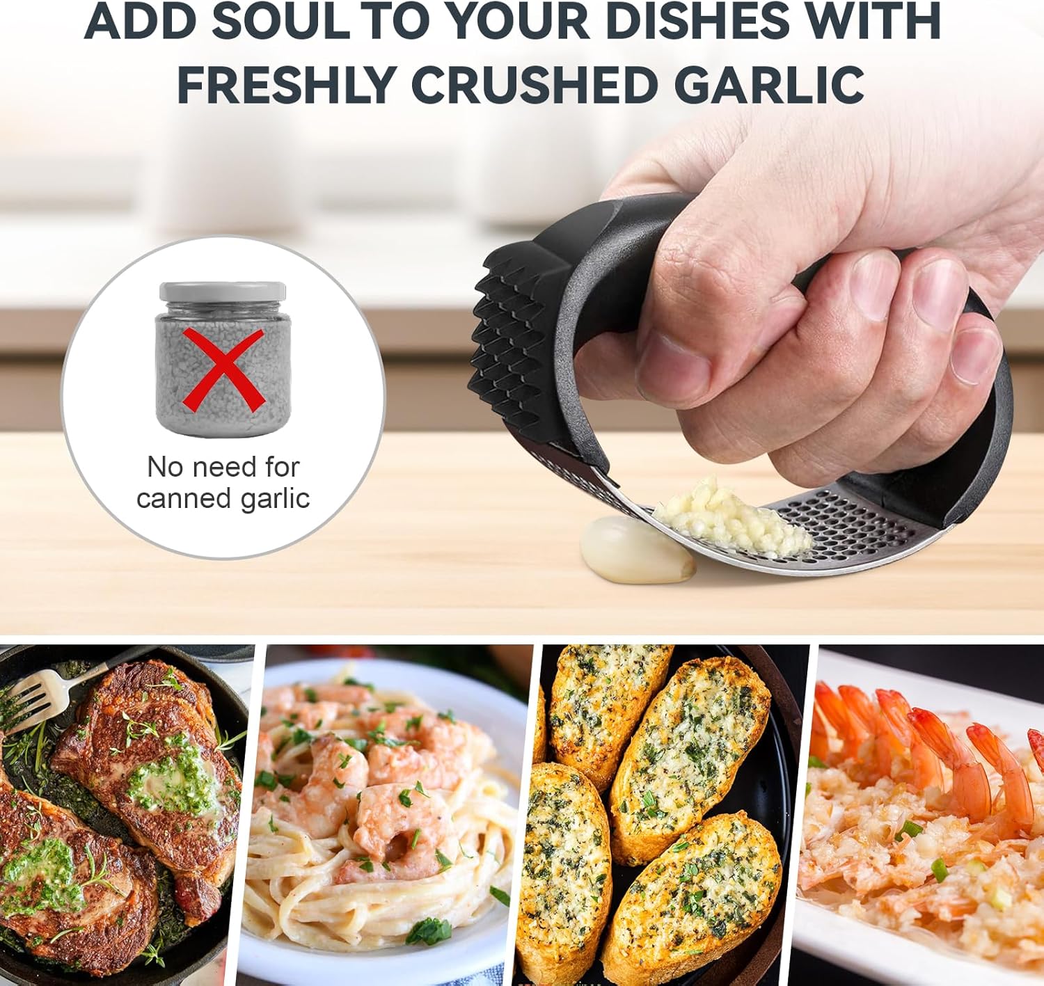 2 Pack Garlic Press Rocker Set – Innovative Stainless Steel Garlic Mincer & Crusher with 2 Peelers, 2 Scrapers, and 2 Brushes for Effortless Garlic Prep | Complete Garlic Tool Kit (BLACK) - Culinary Roots