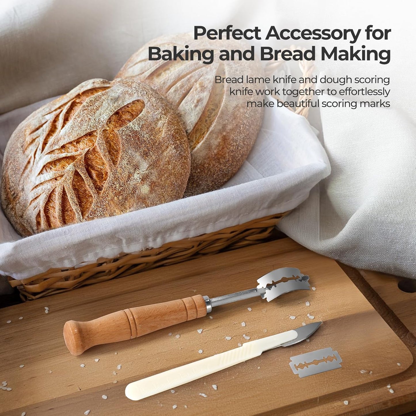 Silicone Banneton Bread Proofing Basket Set, 2 Foldable Sourdough Proofing Baskets (9" Round & 10" Oval), Complete Set for Bread Making With Essential Tools, Green