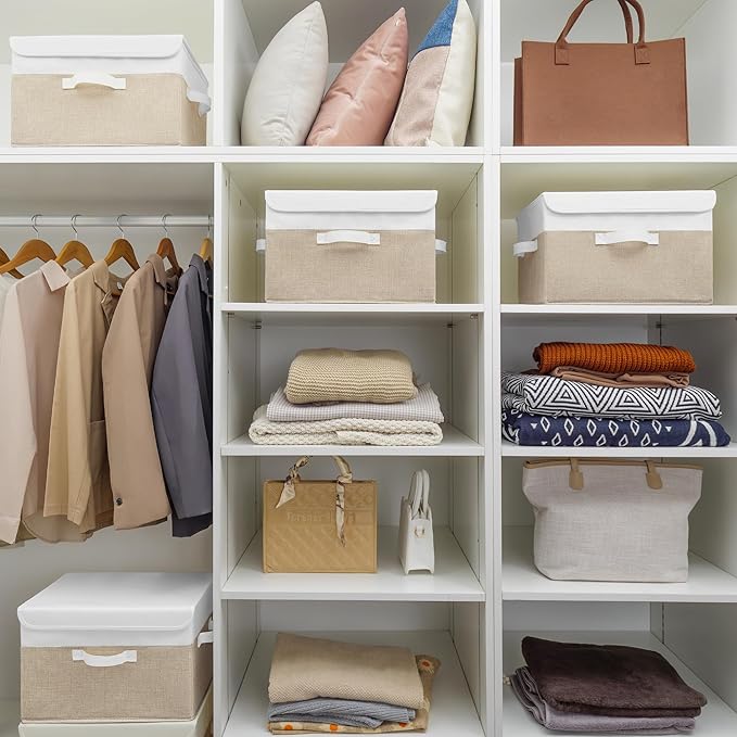 GRANNY SAYS Storage Bins with Lids, Decorative Storage Boxes, Clothes Stoarge Bins, Shelf Baskets, Closet Storage Bins for Clothing, Collapsible Storage and Organization, 2-Pack