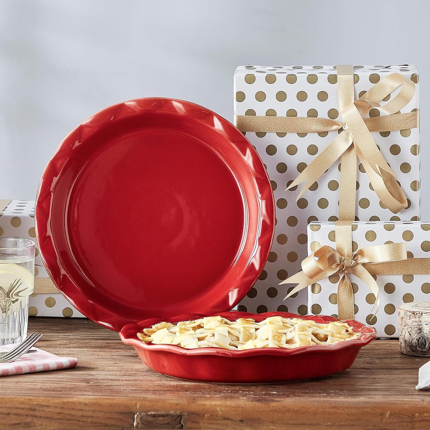 Lareina Ceramic Pie Pans for Baking, 9 Inches Pie Plate for Apple Pie, 36 Ounce Round Baking Dish, Set of 2, Thanksgiving day Gifts for Women, Red - Culinary Roots
