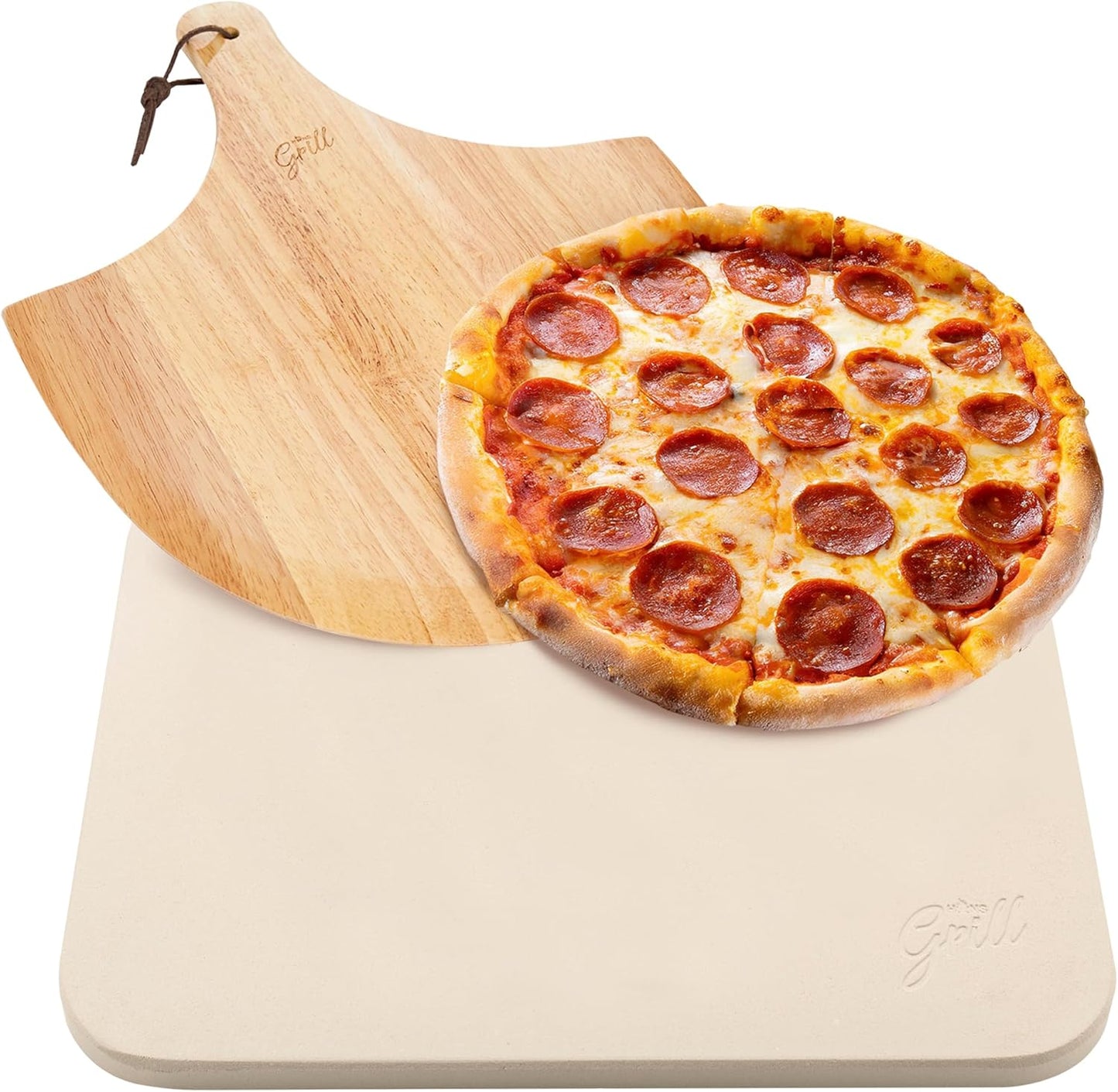 HANS GRILL PIZZA STONE | Rectangular Pizza Stone For Oven Baking & BBQ Grilling With Free Wooden Peel | Extra Large 15 x 12" Inch Durable Cordierite Cooking Stone. - Culinary Roots