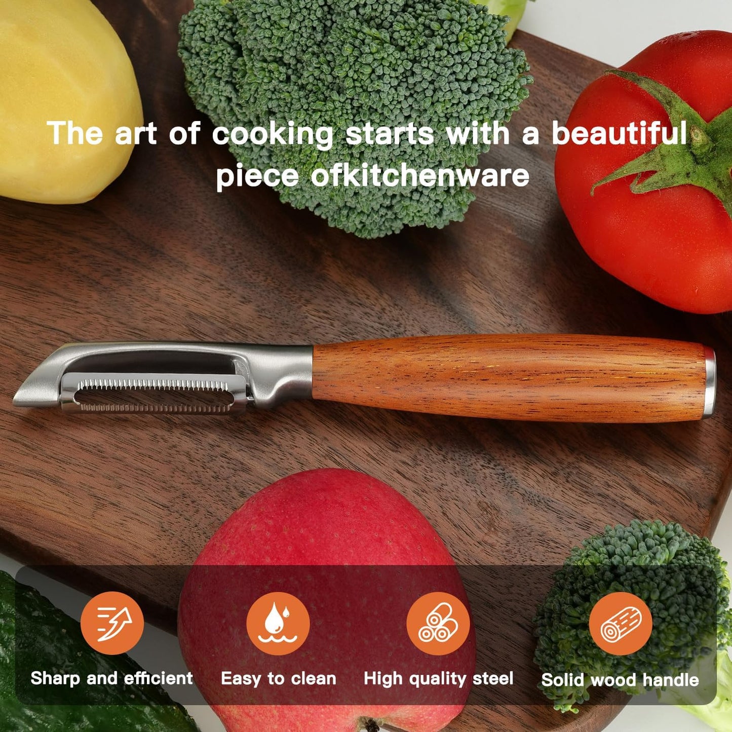 Serrated Blade Premium I Type 304 Stainless Steel Multifunctional Kitchen Peeler Real Wood Handle Ultra Sharp Blade Vegetable Potato Apple(Boluoge) - Culinary Roots