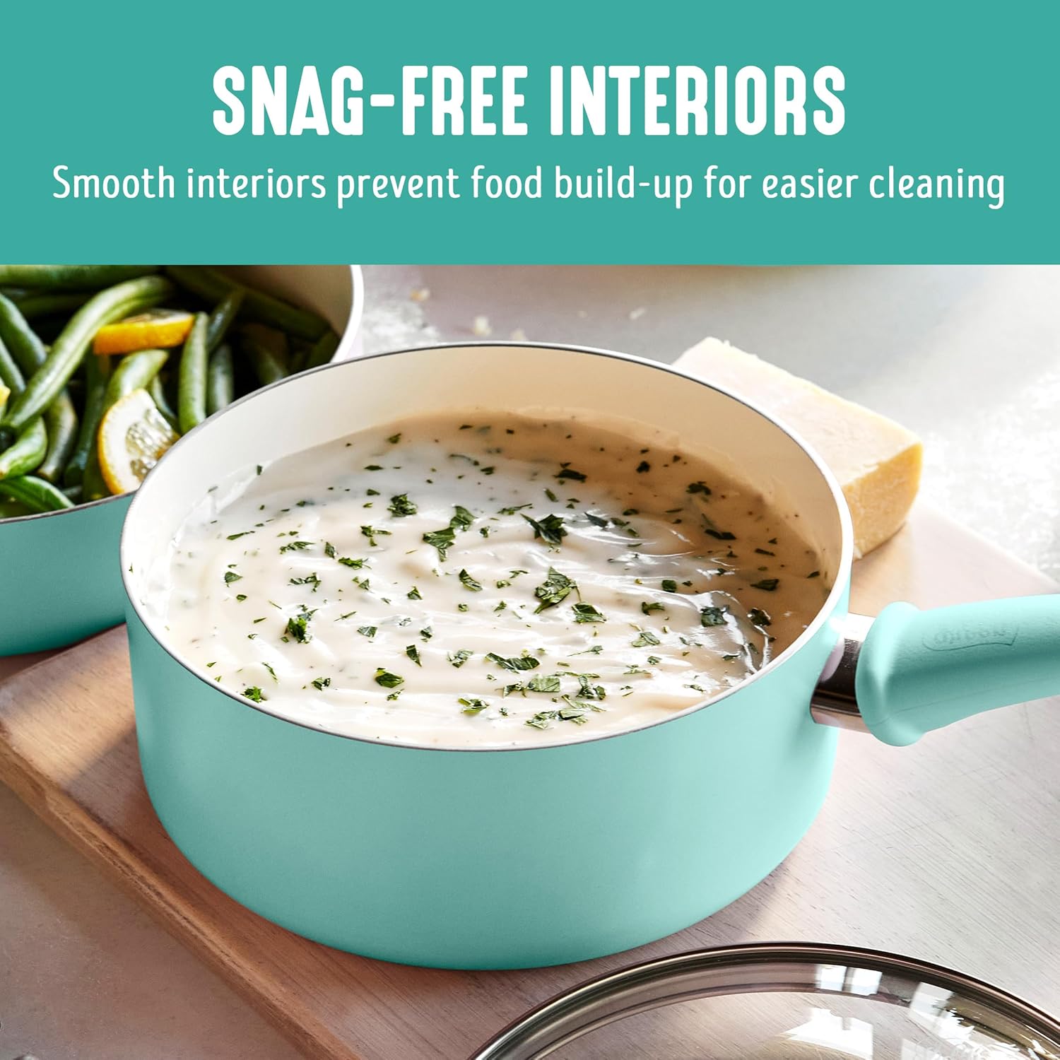 GreenLife 2 Quart Ceramic Nonstick Saucepan with Lid, PFAS-Free, Stay-Cool Handle, Multipurpose Kitchen Cooking Pot, Dishwasher & Oven Safe, Turquoise - Culinary Roots