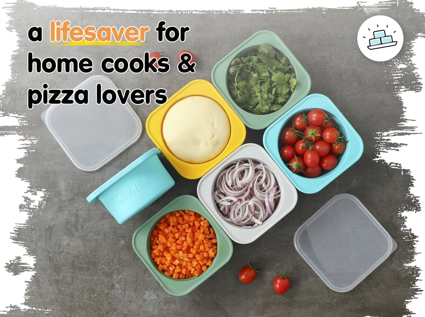 PLUS-Large 1000ml Pizza Dough Proofing Boxes for DIY Artisan Pizza, Food Grade Silicone Stackable Containers with Lids, Sturdy Reinforced Steel. Freezer, Fridge, Dishwasher Safe (3Green Plus)