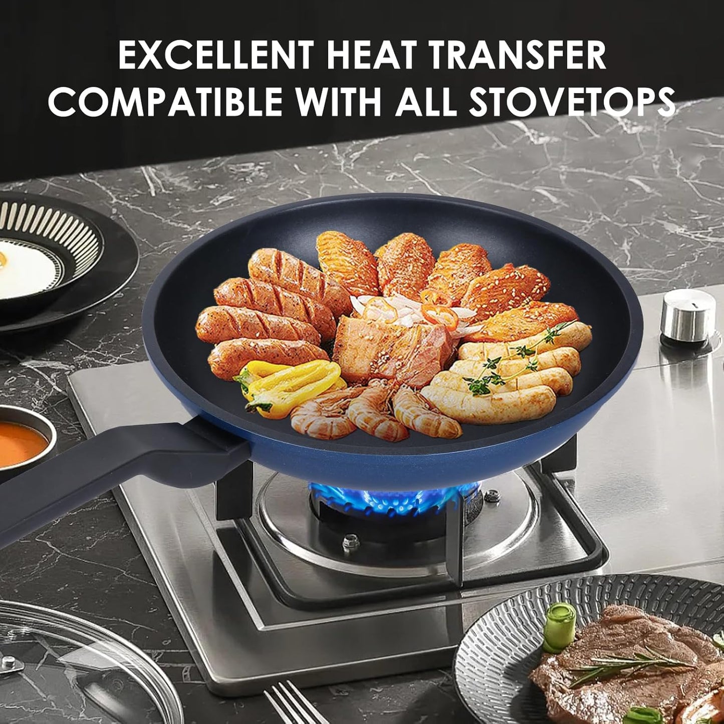 Nonstick Frying Pan Skillet,12 Inch Frying Pan Skillet,Egg pans,Omelette Pan,PFOA Free,Kitchen Pots Induction Pot