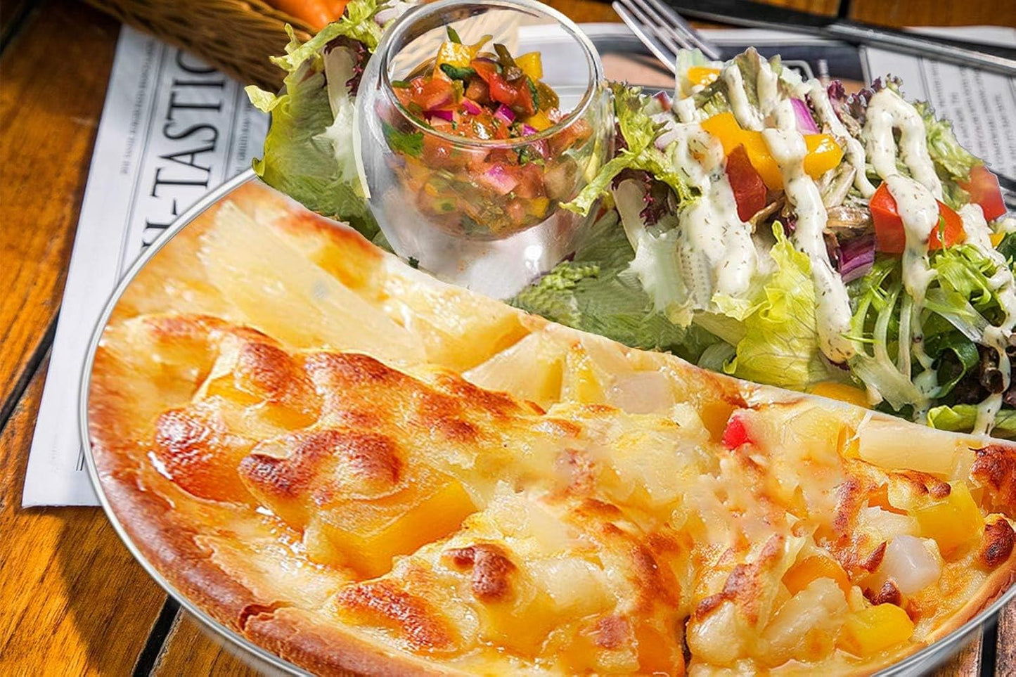 Pizza Pan Set of 3, Stainless Steel Pizza Pie Pan Tray Platter Pizza Tray, Round Pizza Dish Plate For Oven Baking, Healthy Metal Pizza Baking Cooking Pan for Oven - Size of 12 inch - Culinary Roots