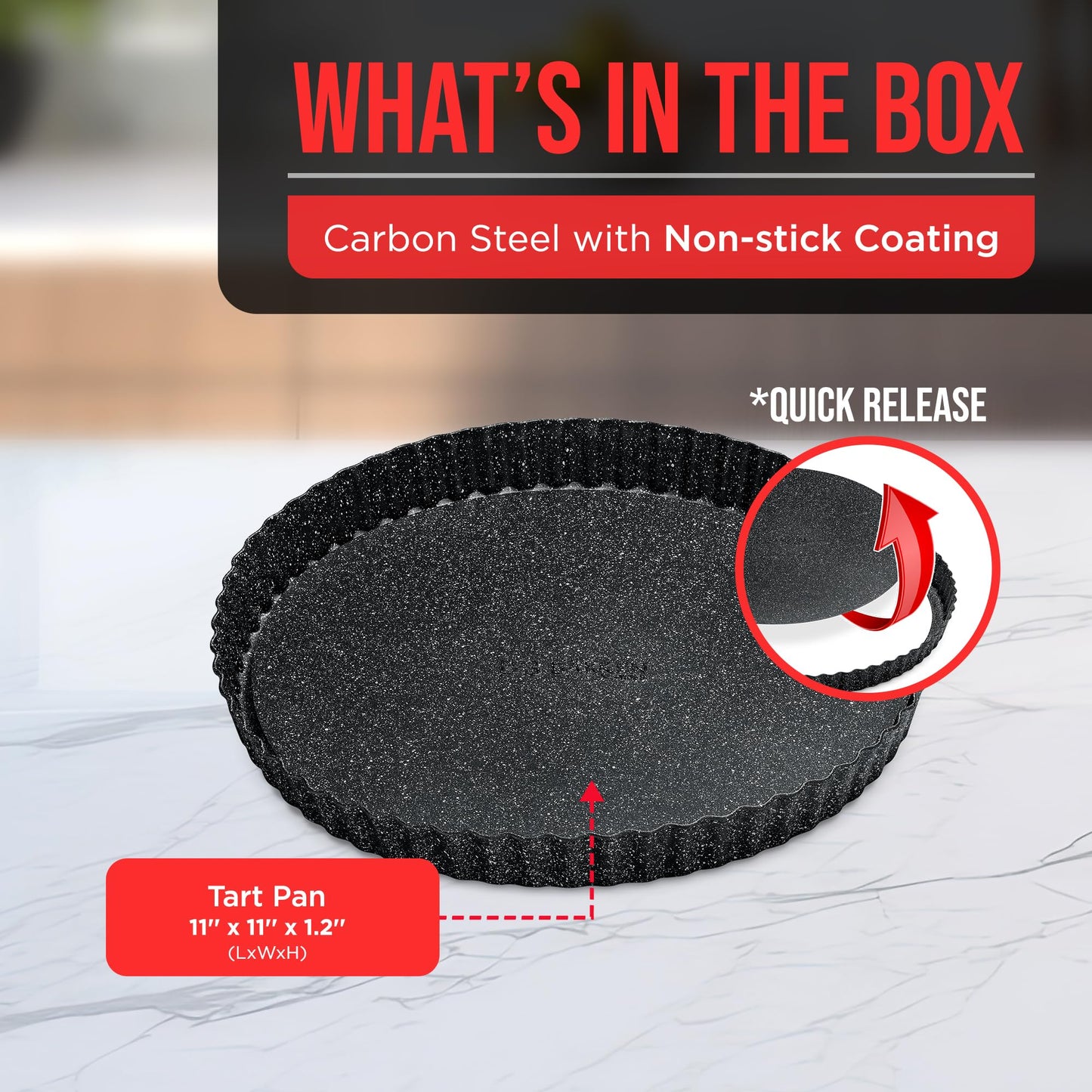 Tart Pan Quick Release Removable Base
