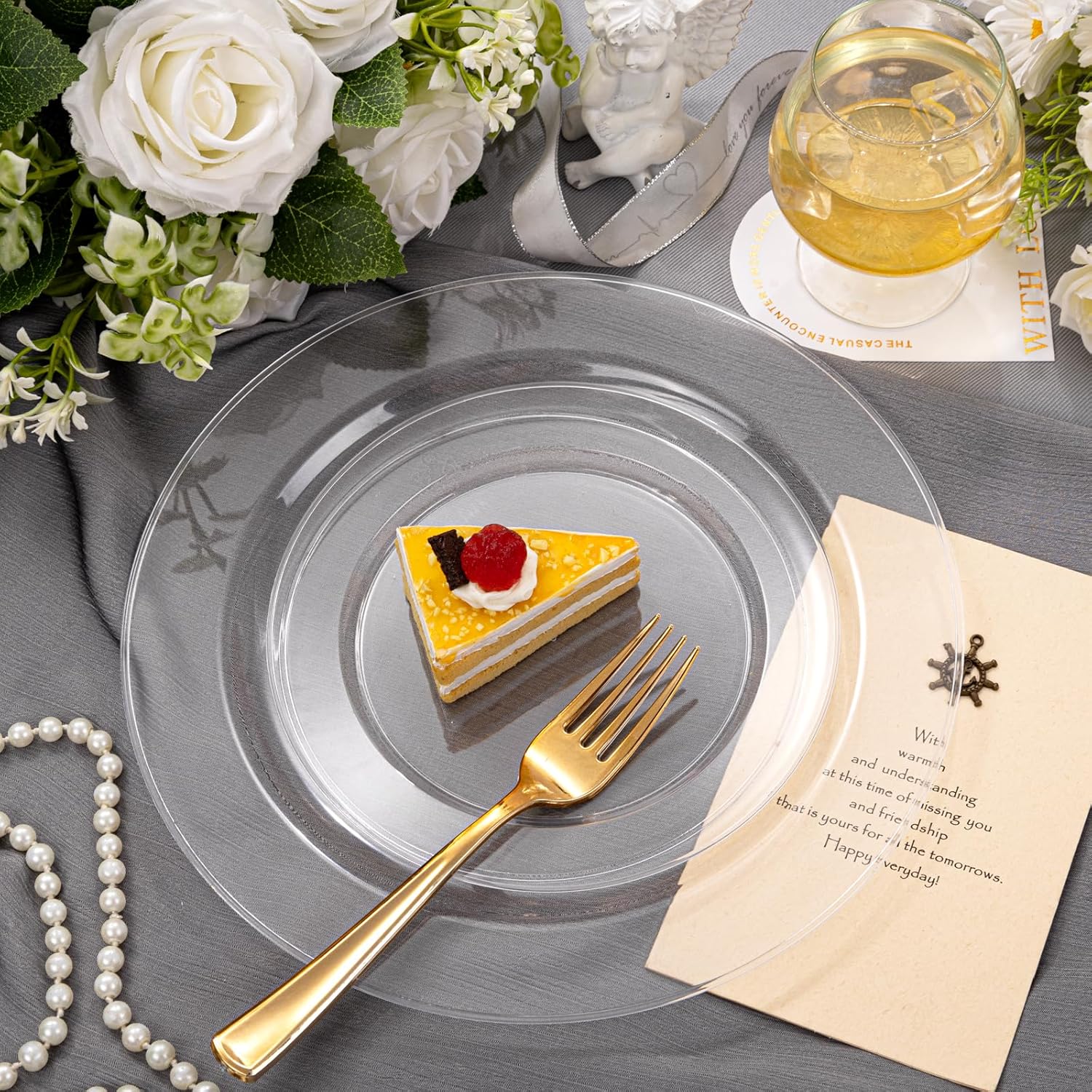 FLOWERCAT 60PCS Clear Plastic Plates - Disposable Clear Plates Heavy Duty for Party/Wedding/New Year - Include 30PCS 10.25inch Dinner Plates and 30PCS 7.5inch Dessert/Salad Plates - Culinary Roots