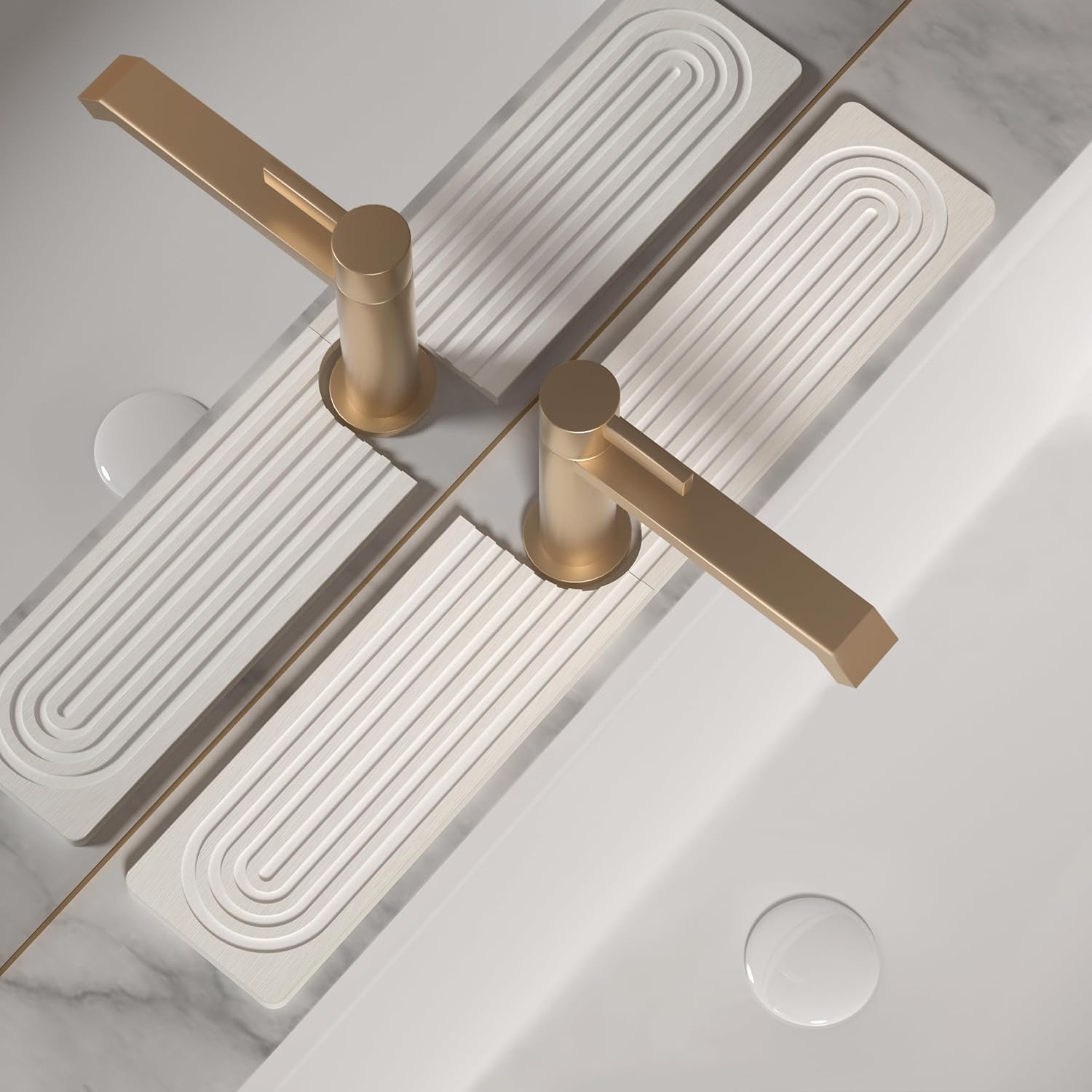 Faucet Mat for Kitchen Sink, Diatomite Stone Drying Sink Protectors, Bathroom Faucet Splash Guard, Quick Dry Water Absorbing, Non-Slip Stone Tray for Kitchen Counter, White, 23.6" x 3.9" - Culinary Roots