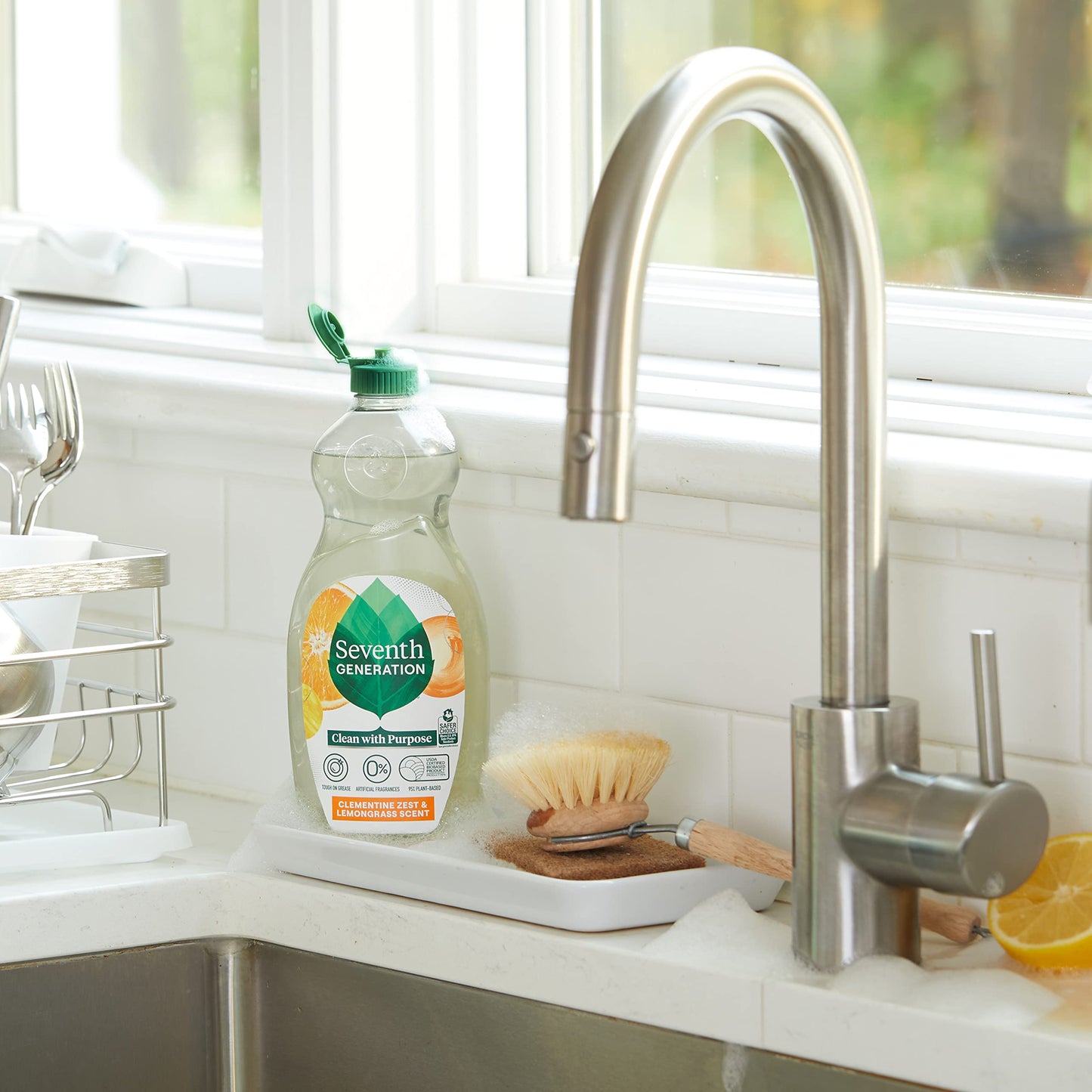 Dish Liquid Soap Clementine Zest Lemongrass Pack of 6 Dishwashing Soap Liquid Soap 19 oz (114 Fl Oz)