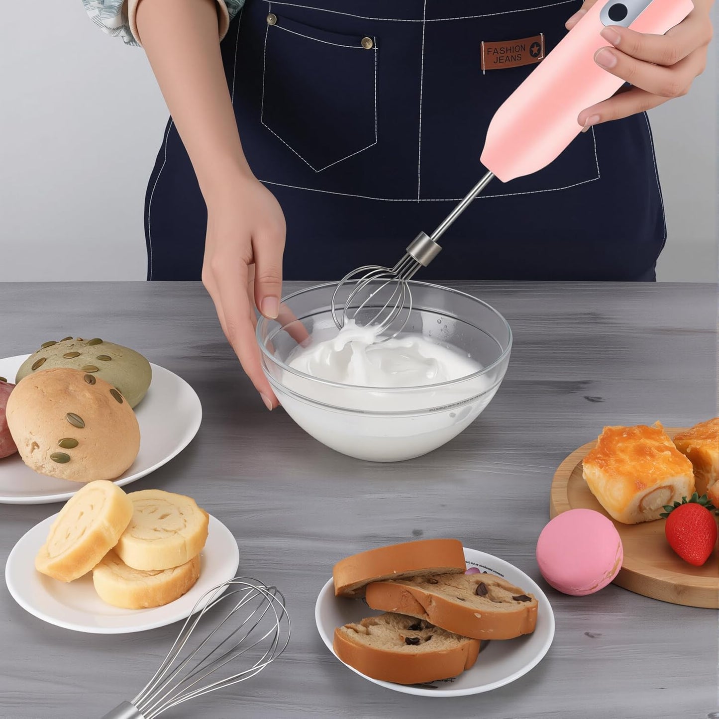 Electric Egg Beater Whisk, USB Charging Mixer, Three-Speed Adjustment, Suitable for Whisking Eggs, Cream, Sauce, Jam Supplements and More, Pink - Culinary Roots