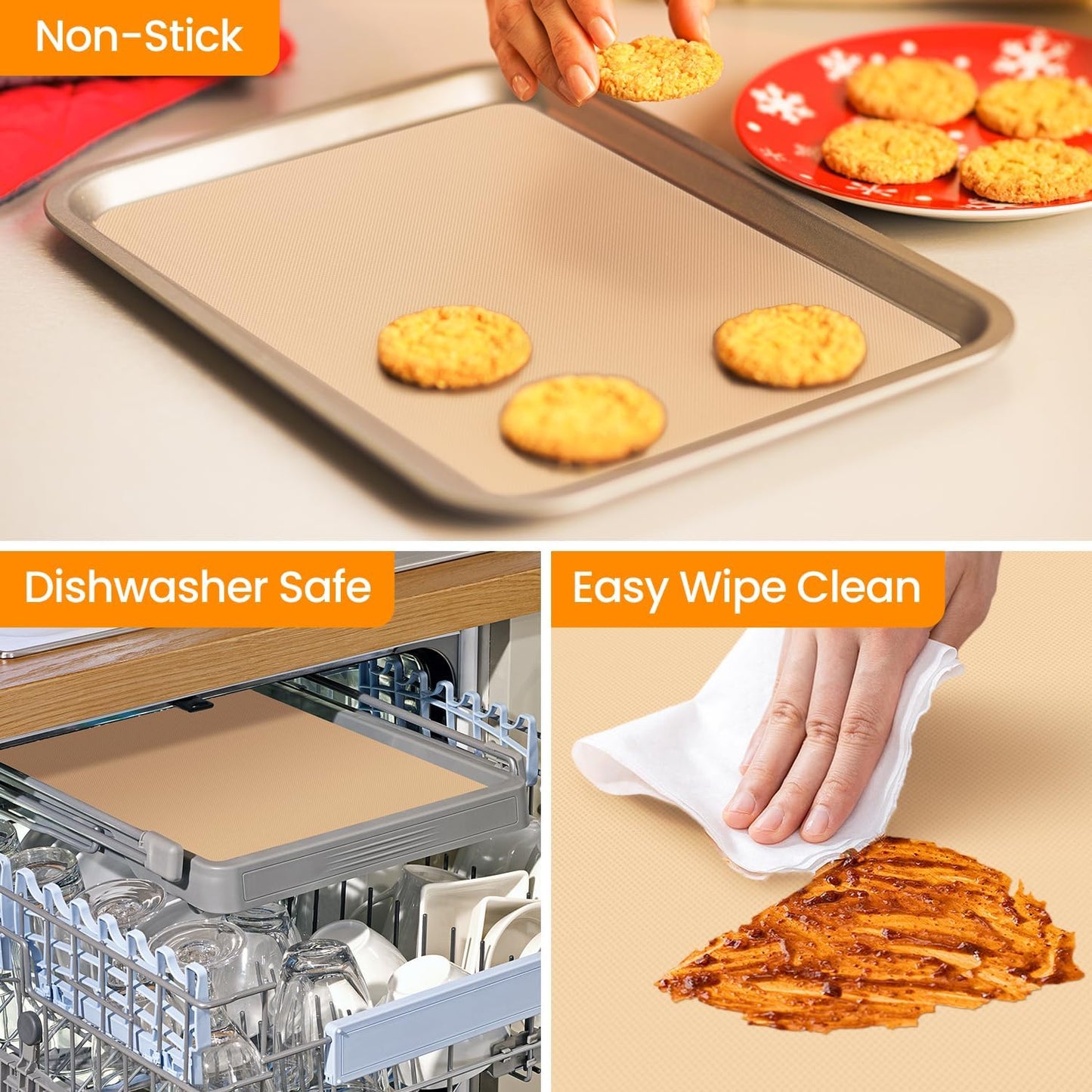 Silicone Baking Mat Roll- Non Stick Best German SIlicone- Heat Resistant Silicone Pastry Mat for Dough Rolling, Non-slip Countertop Protector Mat, Freeze Dryer Mat for Making Cookie Pie Bread Pizza