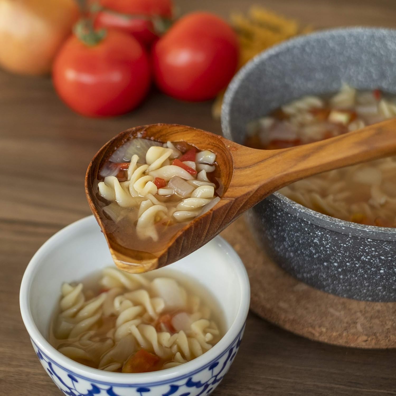FAAY Duck's Tail Ladle - Eco Friendly Teak Wood Kitchen Tool, Hand Carved Unique Grain Server Gravy Ladle - Culinary Roots