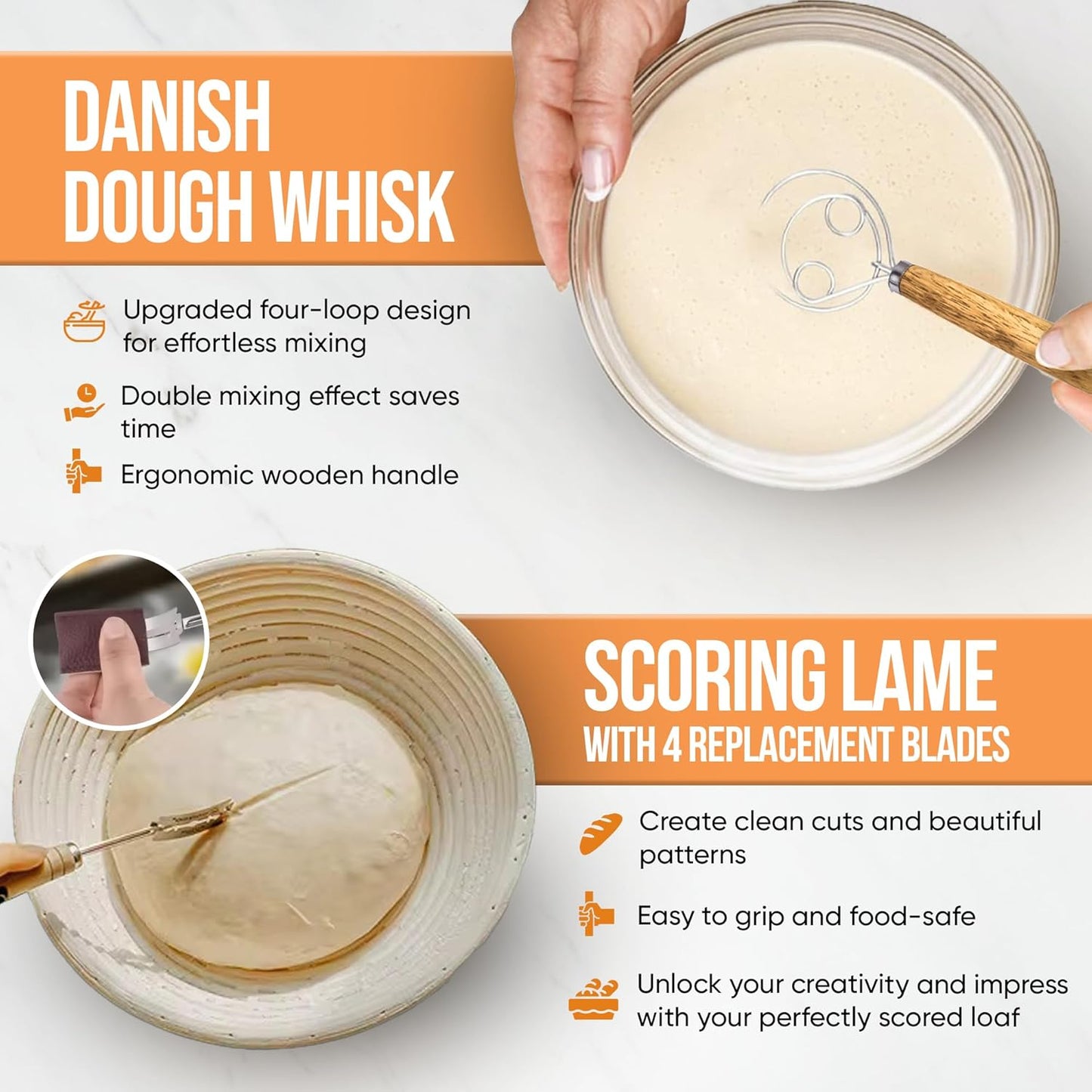 Trailblaze Banneton Bread Proofing Basket - Sourdough Bread Baking Supplies – Sourdough Starter Kit – Sourdough Proofing Basket Gift for Bakers - Round Bread Basket (9 Inch)