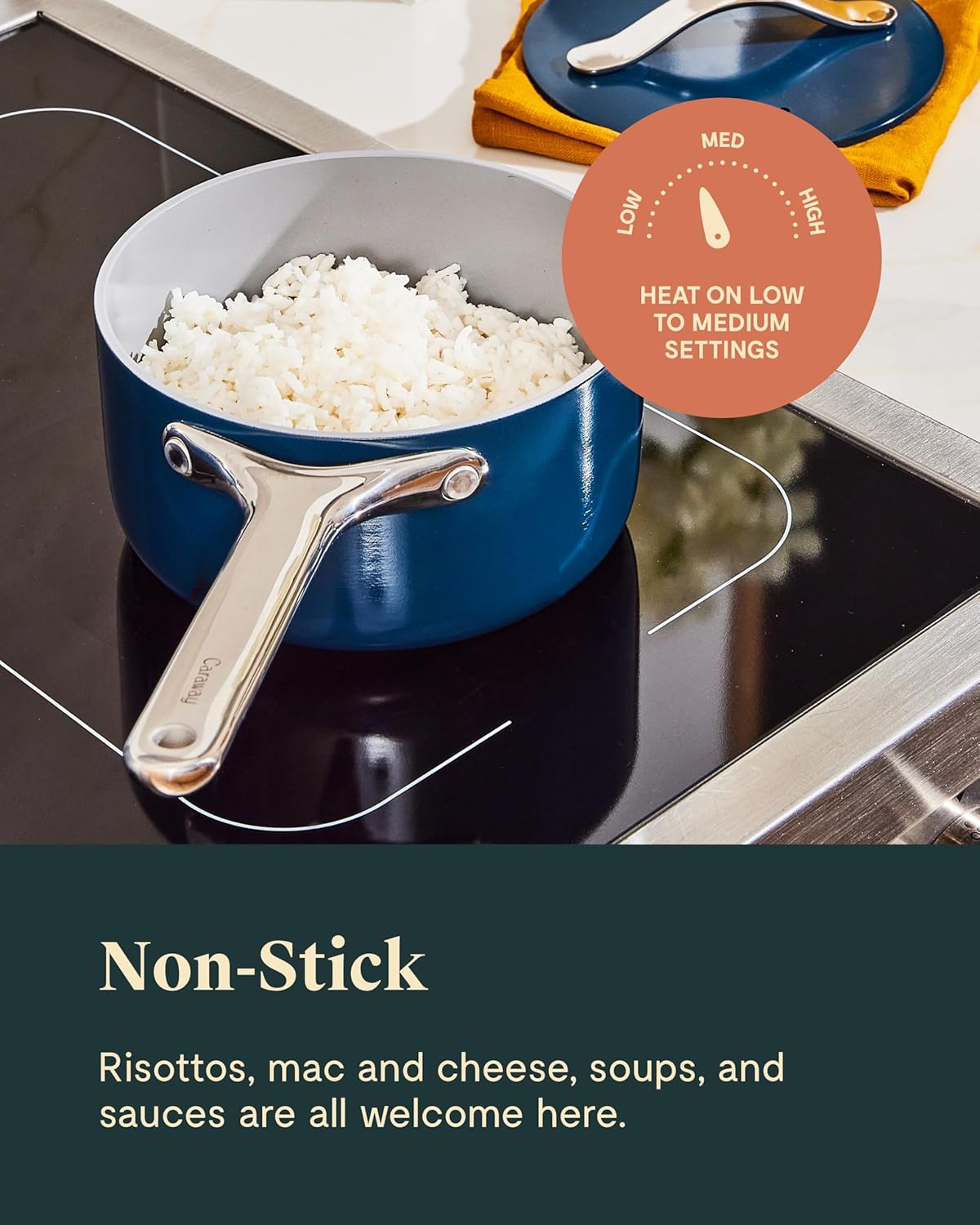 Caraway Nonstick Ceramic Sauce Pans with Lids (3 qt & 1.75 qt) - Non Toxic, PTFE & PFOA Free - Oven Safe & Compatible with All Stovetops (Gas, Electric & Induction) - Gray