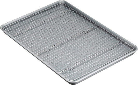 Amazon Basics Ceramic Nonstick Baking Sheet & Cooling Rack Set, Non-Toxic, Half Sheet Size - 1 Pack, Gray - Culinary Roots