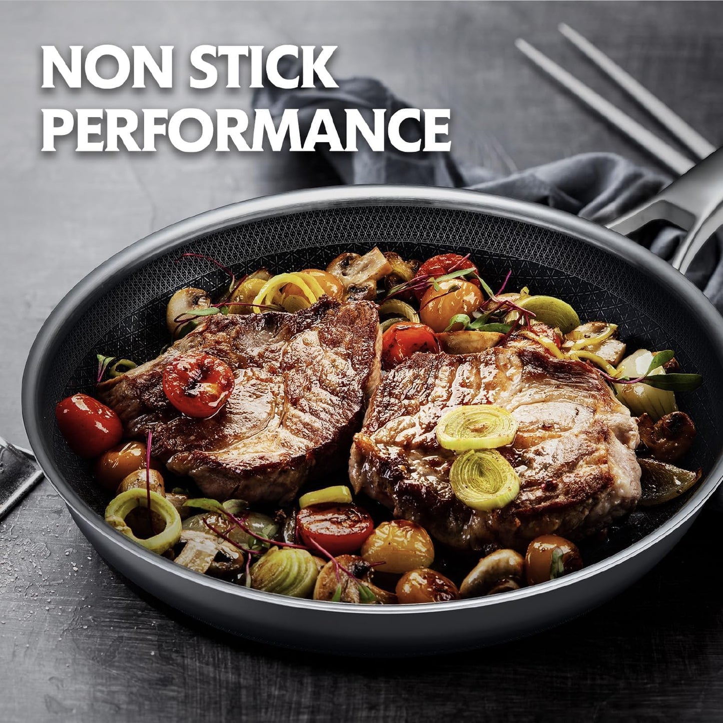 Non Stick Frying Pans Set,Hybrid Pan Set(8+10+12inch) Frying Pans Nonstick for cooking,PFOA Free Induction Cookware Sets,non stick Stainless Steel Skillets,Dishwasher and Oven Safe Kitchen set