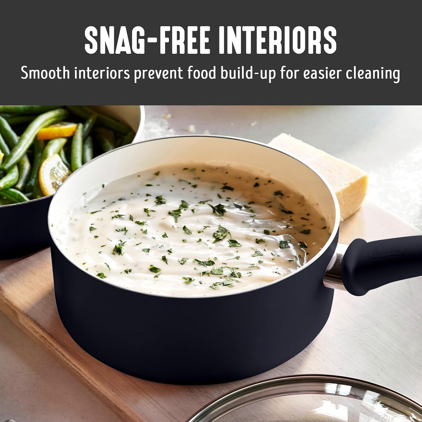 GreenLife 2 Quart Ceramic Nonstick Saucepan with Lid, PFAS-Free, Stay-Cool Handle, Multipurpose Kitchen Cooking Pot, Dishwasher & Oven Safe, Black - Culinary Roots