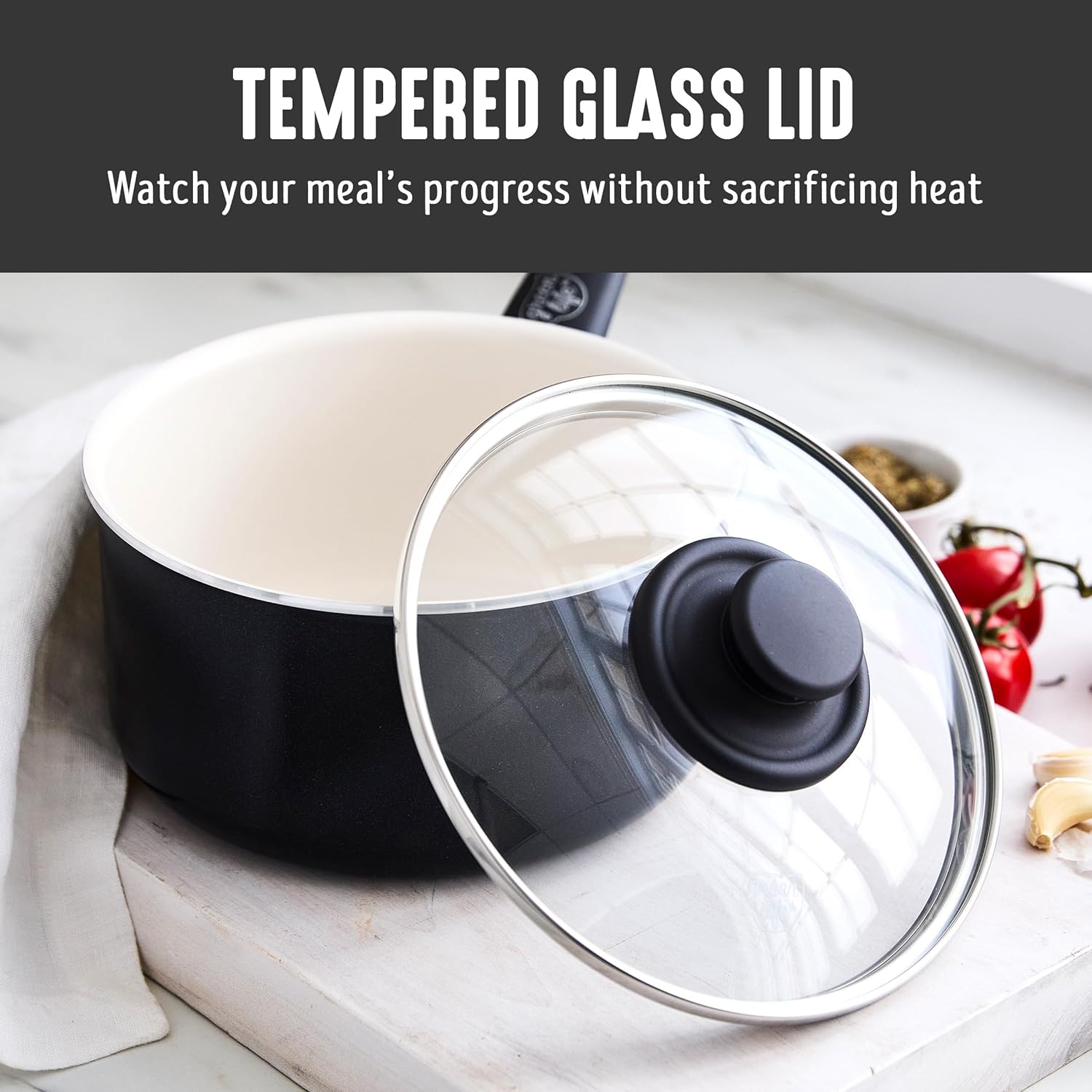 GreenLife 2 Quart Ceramic Nonstick Saucepan with Lid, PFAS-Free, Stay-Cool Handle, Multipurpose Kitchen Cooking Pot, Dishwasher & Oven Safe, Black - Culinary Roots