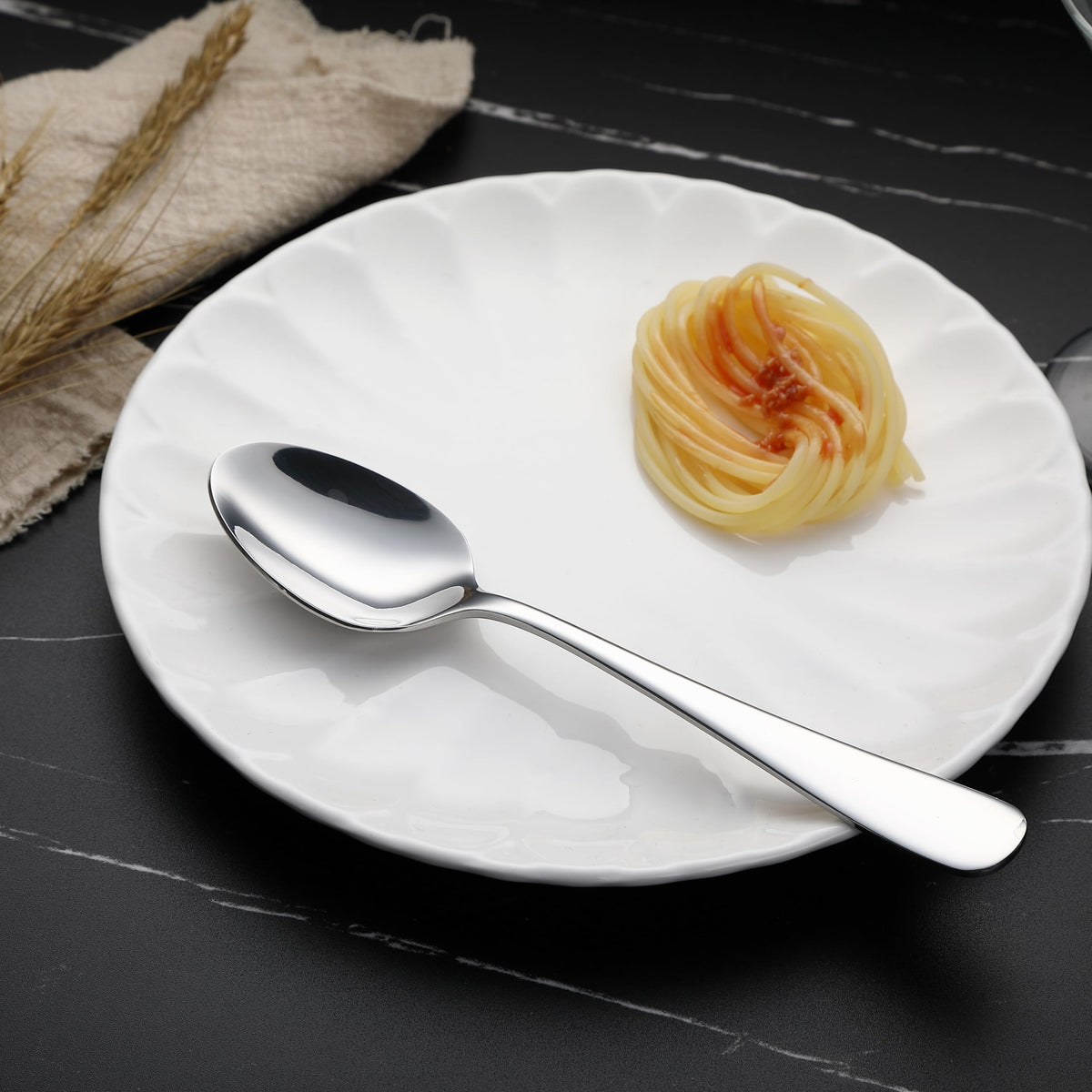 Stainless Steel Dishwasher Safe Dinner Spoons with Round Edge (12 Count)