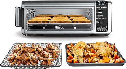 Ninja Digital Air Fryer & Toaster Oven | 8-in-1 Functionality | Flip-Up Design | XL Capacity | Air Fry Basket, Sheet Pan, Wire Rack & Crumb Tray | 1800 Watt | Silver | SP101