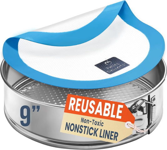 STAINLESS STEEL Springform Pan with REUSABLE Nonstick Silicone Liner - NON TOXIC Springform Pan for Cheesecake, 9 Inch Springform Ppan - Culinary Roots