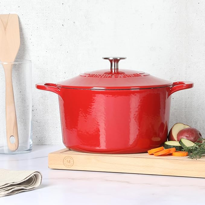 Martha Stewart Gatwick 4 Quart Enamel Cast Iron Dutch Oven - Red