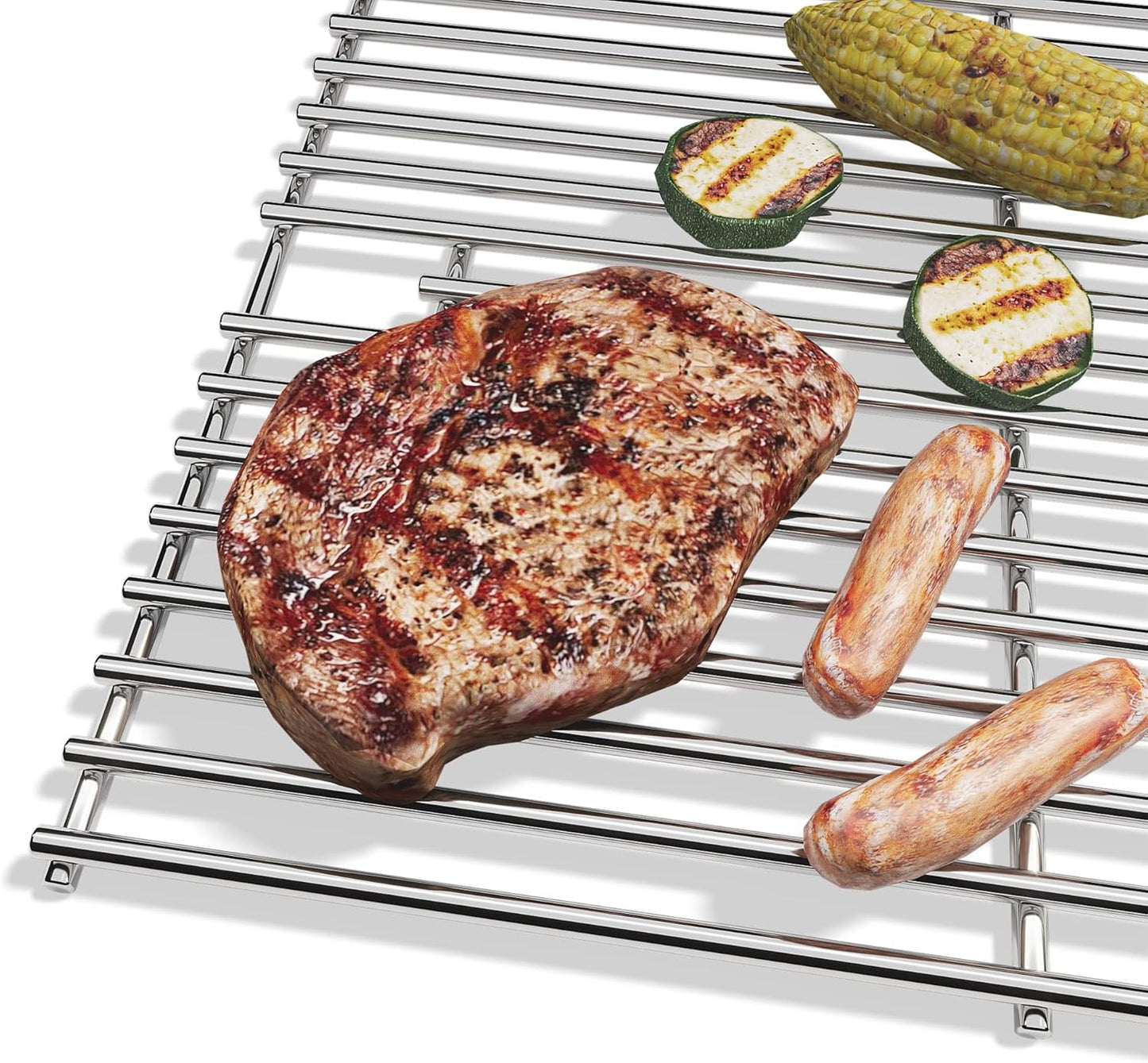 19.5/17.5/17" Grill Cooking Grates Replacement for Weber Genesis 300 Series, Genesis E310 E320 S310 S320 Replacement Parts for Weber 7528/7524, 304 Stainless Steel Grids, Set of 2, 19.5 Inch