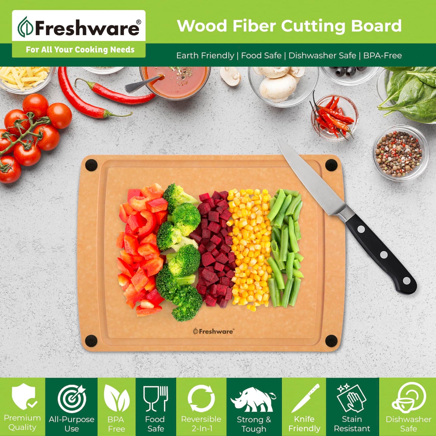 Wood Cutting Boards for Kitchen (2 Count)