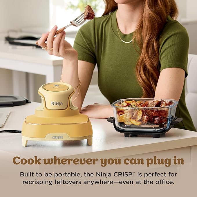 Ninja Crispi 4-in-1 Glass Air Fryer | 450°F | Non-Toxic | 4QT & 6-Cup Glass Containers w/Lids | Microwave, Freezer, Dishwasher Safe | Max Crisp, Air Fry, Bake, Recrisp | Ginger Snap | FN101GD
