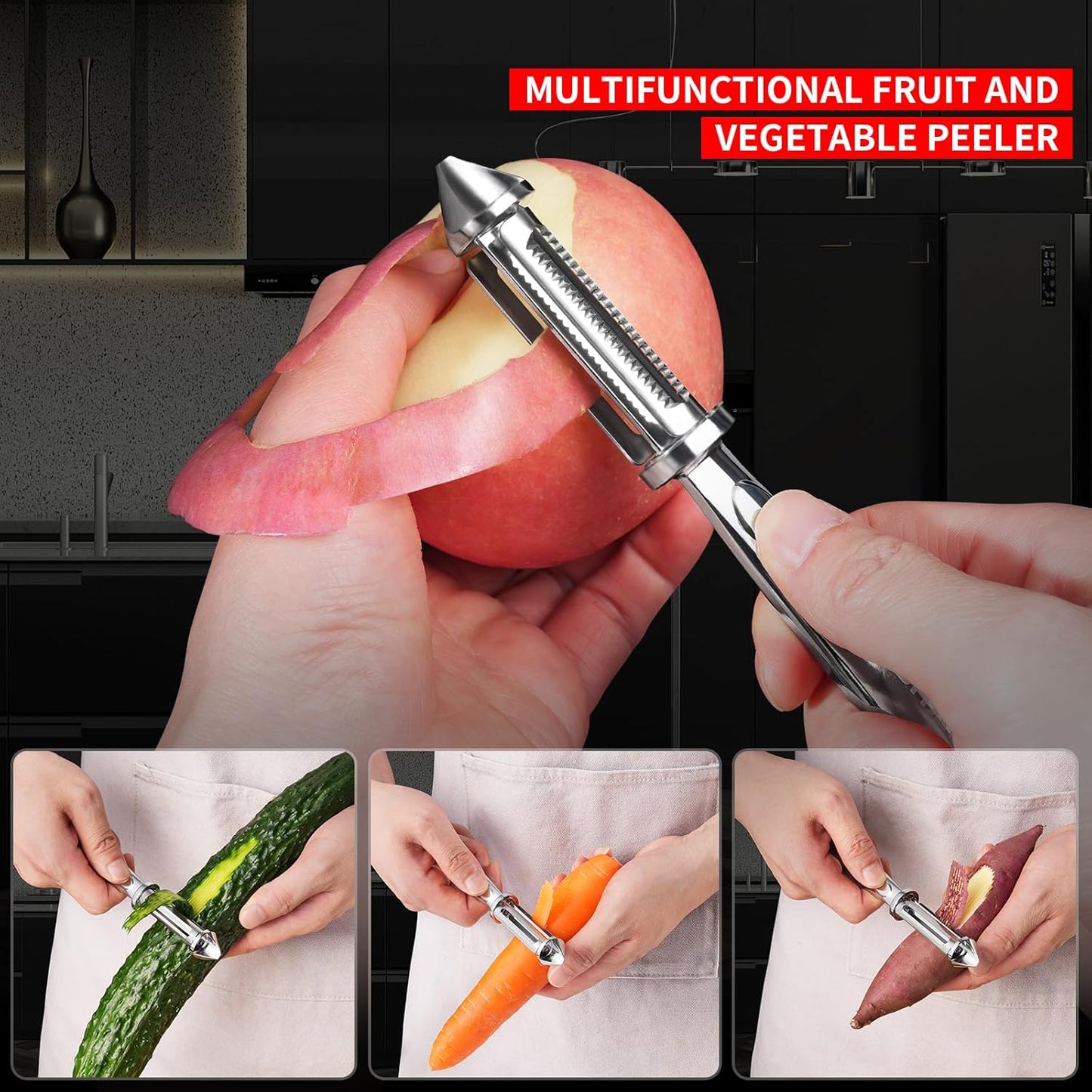 MAD SHARK Ultra Sharp Vegetable Peelers for Kitchen Fruit Apple Potato Peelers,Design with Ergonomic Non-Slip Handle, Y+I Shaped Stainless Steel Serrated(2pc） - Culinary Roots