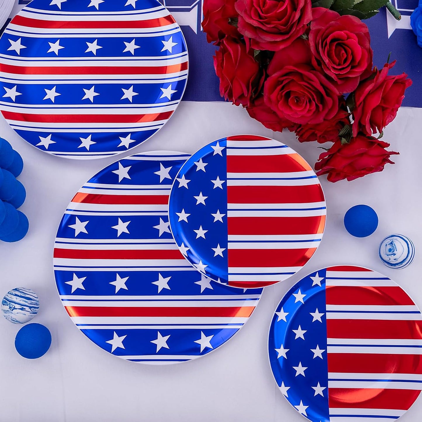 FLOWERCAT 60PCS 4th of July Plates & Red White Blue Plates for Independence Day, Memorial Day - American Flag Plastic Plates Include 30PCS 10.25inch Dinner Plates and 30PCS 7.5inch Dessert Plates - Culinary Roots