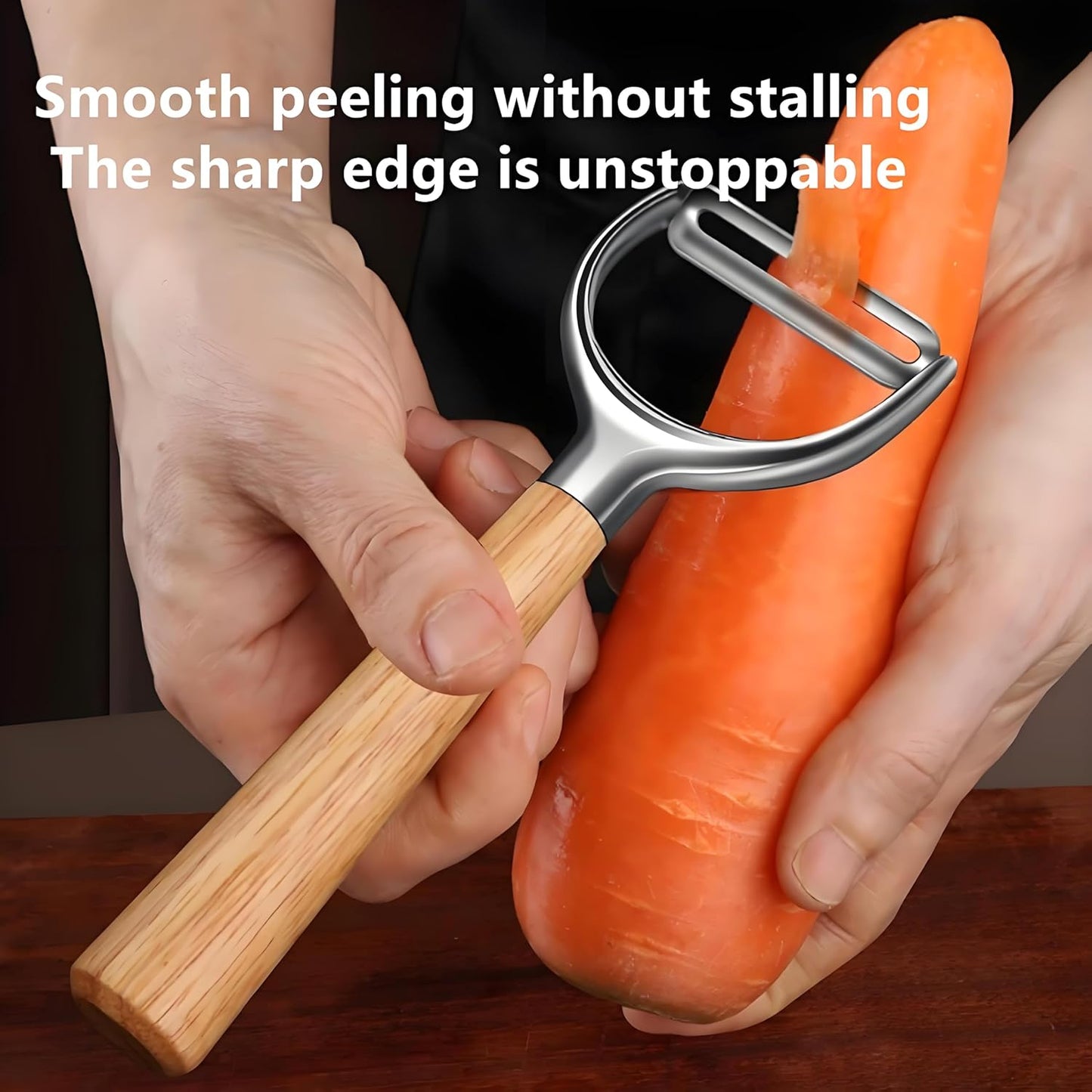 Vegetable peeler, stainless steel Y peeler, suitable for potato and fruit, vegetable peeler, ergonomic non-slip handle, super sharp powerful blade, solid wood handle - Culinary Roots