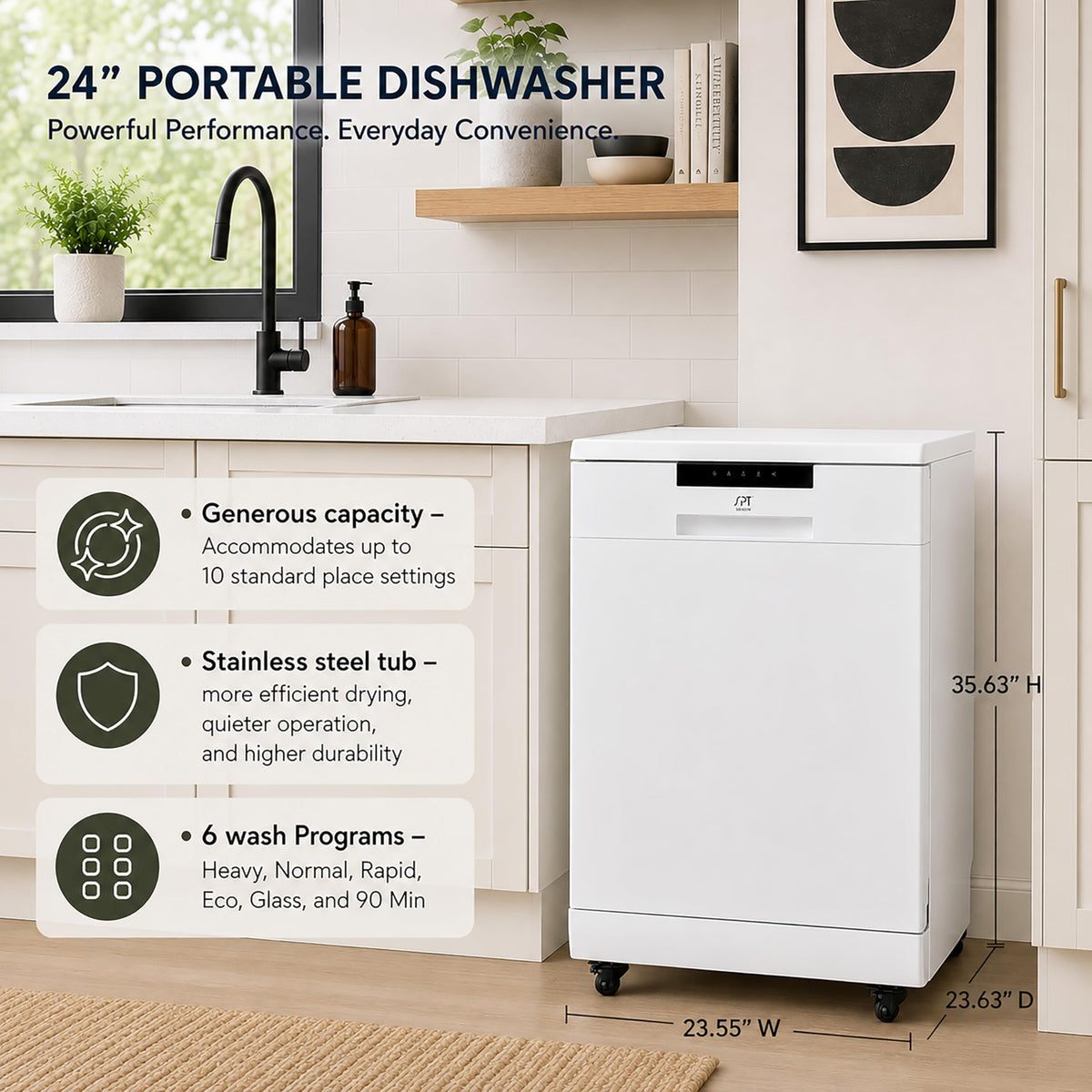SD 6513WA 24″ Wide Portable Dishwasher with ENERGY STAR