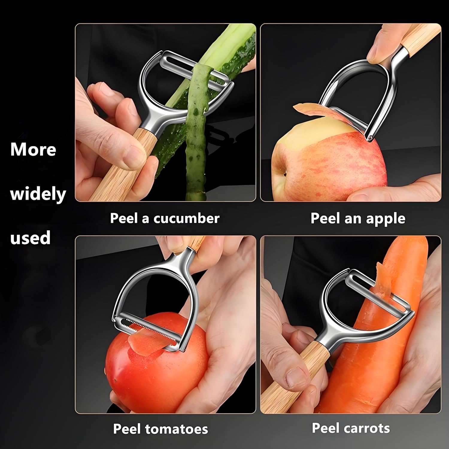 Vegetable peeler, stainless steel Y peeler, suitable for potato and fruit, vegetable peeler, ergonomic non-slip handle, super sharp powerful blade, solid wood handle - Culinary Roots