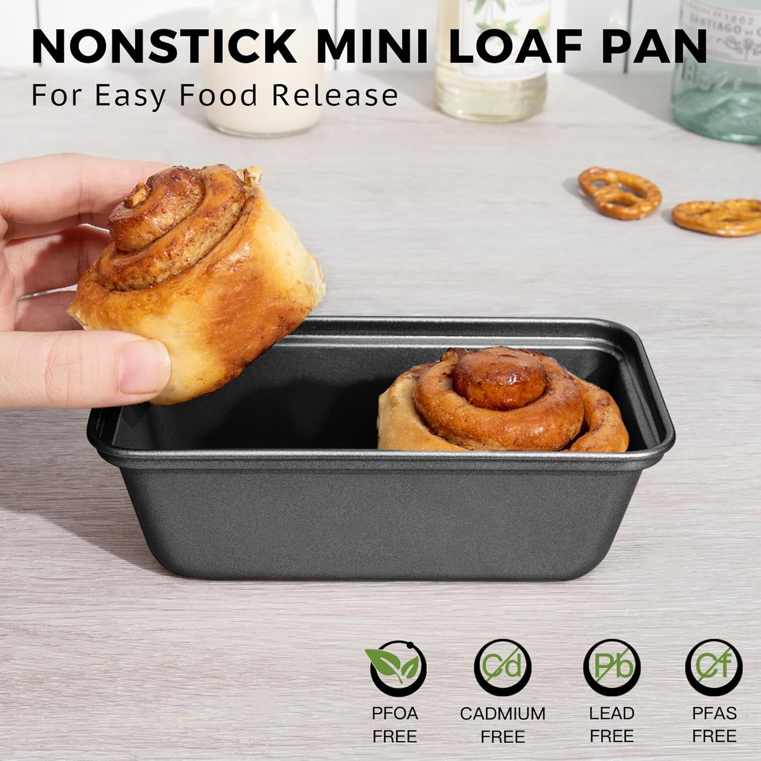 HONGBAKE Mini Loaf Pan for Baking Bread, 6 x 3.3 x 2 In Nonstick Small Banana Bread Tins Set of 3, Tiny Carbon Steel Meatloaf Pan - Dark Grey - Culinary Roots