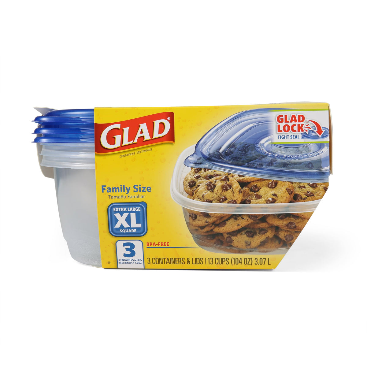 GladWare XL Square Food Storage Containers with Lock Tight Lids (3 Count)