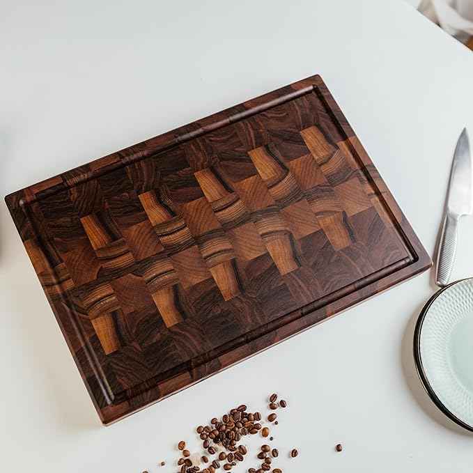 Handmade Personalized Walnut End Grain Cutting Board – Custom Engraved Wood Chopping Block, Perfect Gift for Home Chefs by GrainWoods (24x18x2 Inches)