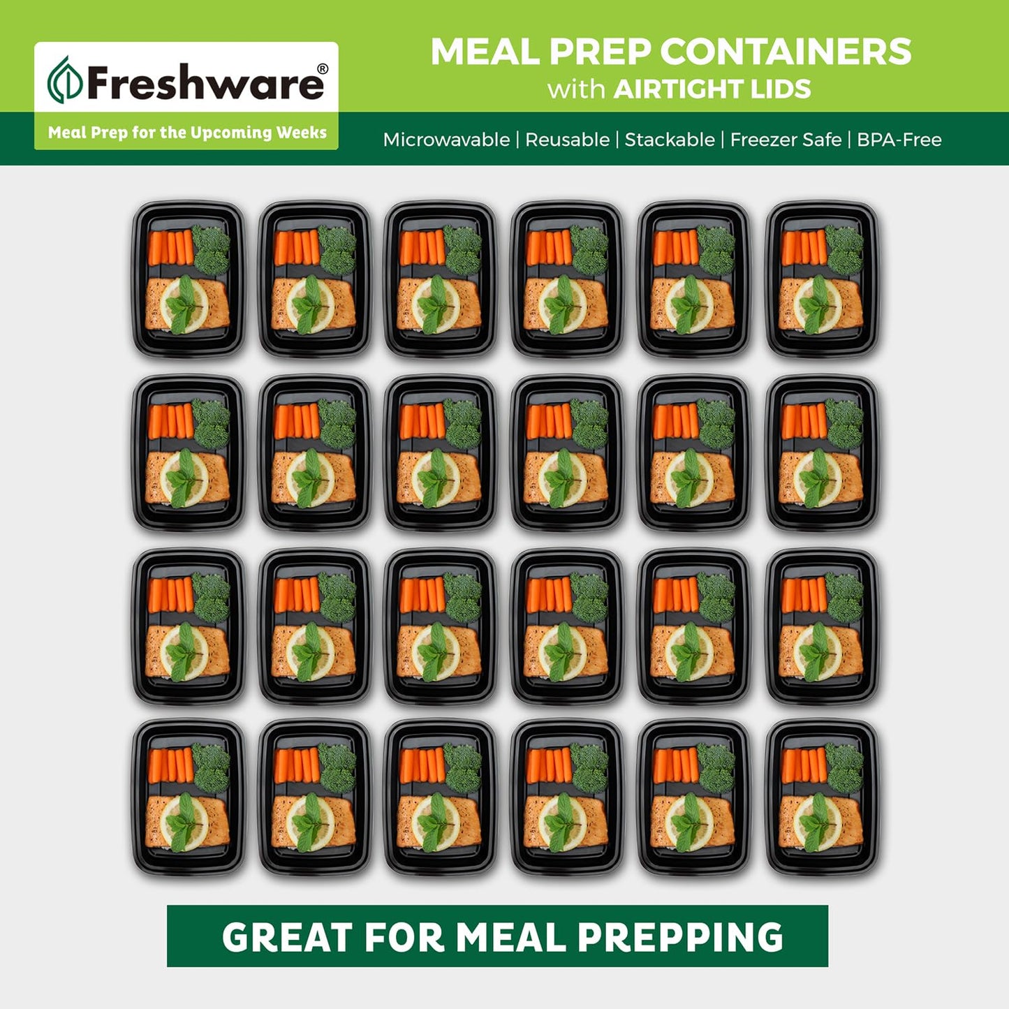 Meal Prep Containers [50 Pack] 1 Compartment with Lids (50 Count)