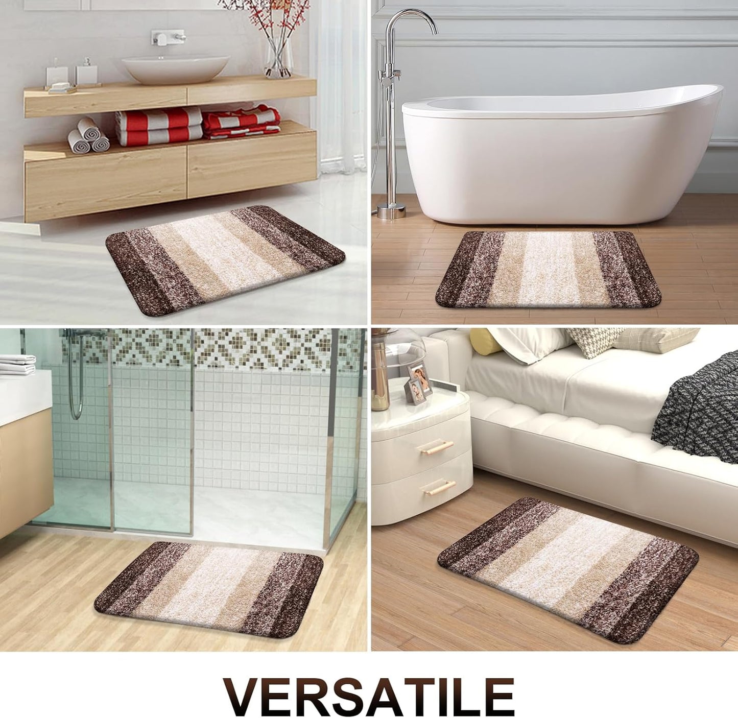 OLANLY Bathroom Runner Rugs 59x20, Extra Soft Absorbent Microfiber Bath Rugs, Rubber Backing, Quick Dry, Machine Washable Bath Mats for Bathroom Floor, Tub and Shower, Home Decor Accessories, Brown