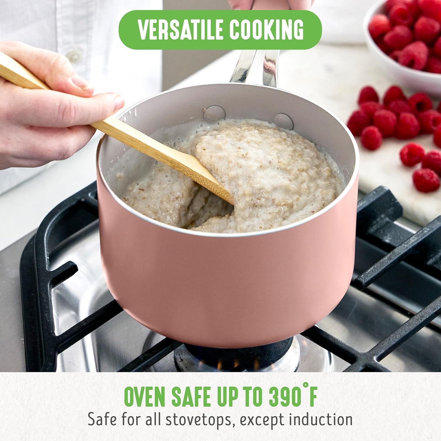 GreenLife 2 Quart Nonstick Saucepan with Lid, Lightweight Healthy PFAS-Free Milk Pan, Dishwasher & Oven Safe Soup Pan, Durable Body, Silicone Stay-Cool Handle, Easy Release Chef’s Pan, Pink - Culinary Roots