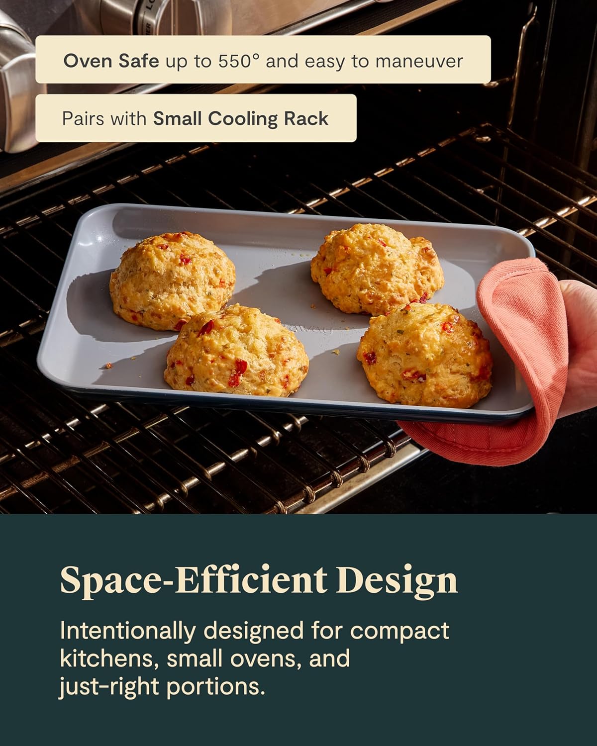 Caraway Nonstick Ceramic Small Baking Sheet Duo (9x13”) – Non-Toxic, PTFE & PFOA Free – Oven Safe – Aluminized Steel Core – Mini Sheet Pan for Baking, Roasting & More - Cream - Culinary Roots