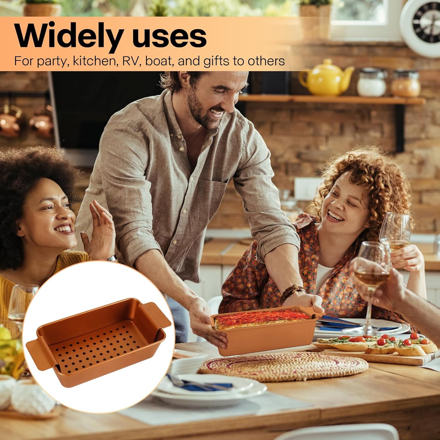 Gold Meatloaf Pan with Drain Tray, Non Stick loaf Pan Set of 2, Heavy Duty 9.8x5.7 Inch Meat loaf Pan with Insert Drip Rack, for Baking Bread and Healthy Meatloaf - Culinary Roots