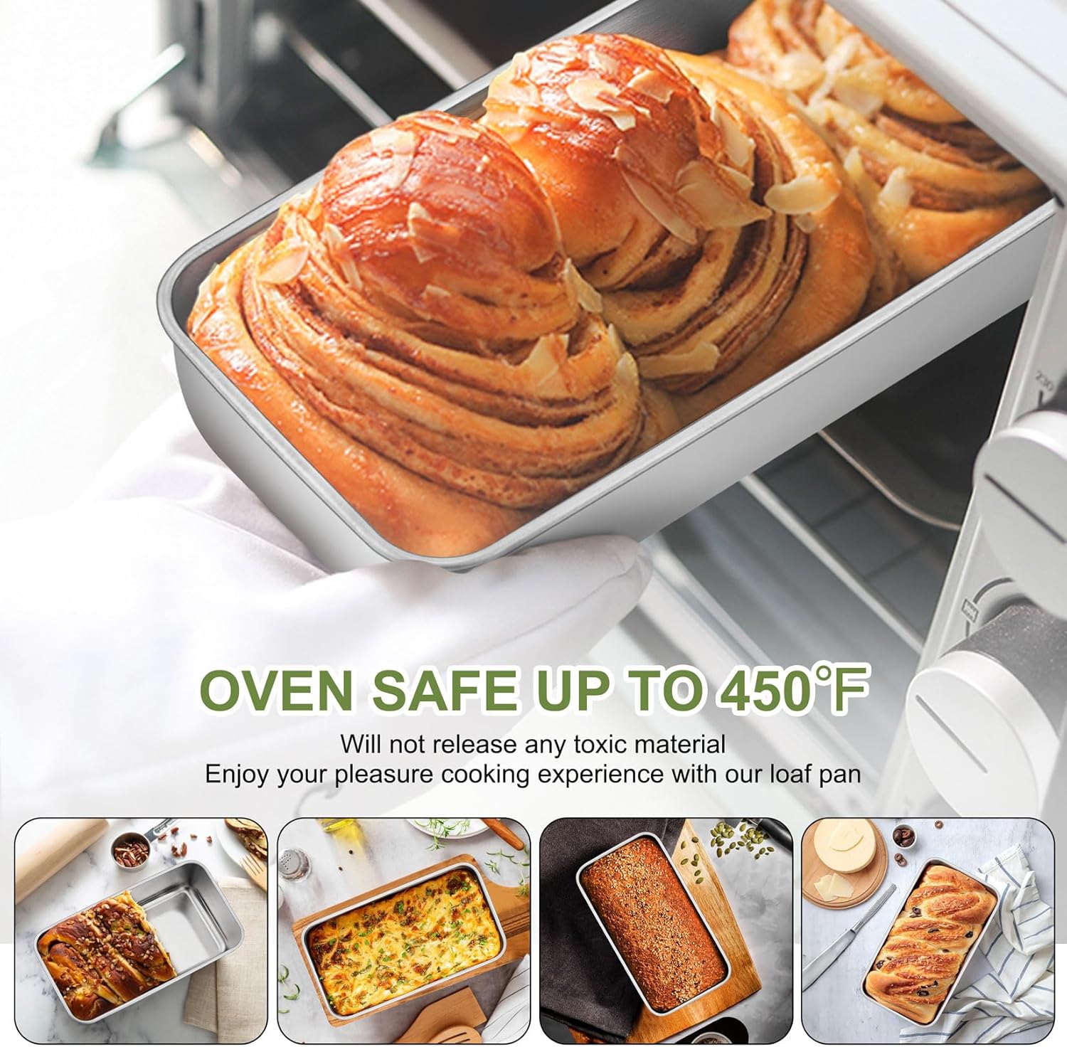 P&P CHEF Loaf Pan Set, 9 x 5 Inch Bread Pans, Stainless Steel Loaf Toast Baking Pans For Bread Meatloaf Lasagna Cake, Healthy & Non Toxic, Oven & Dishwasher Safe,(Silver, 2Pcs) - Culinary Roots