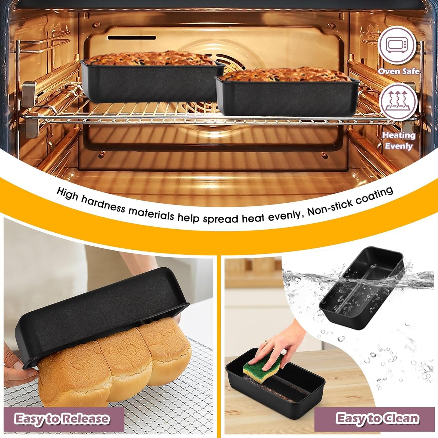 P&P CHEF Loaf Pan Set, 9 x 5 Inch Bread Pans, Stainless Steel Loaf Toast Baking Pans For Bread Meatloaf Lasagna Cake, Healthy & Non Toxic, Oven & Dishwasher Safe,(Black, 2Pcs) - Culinary Roots