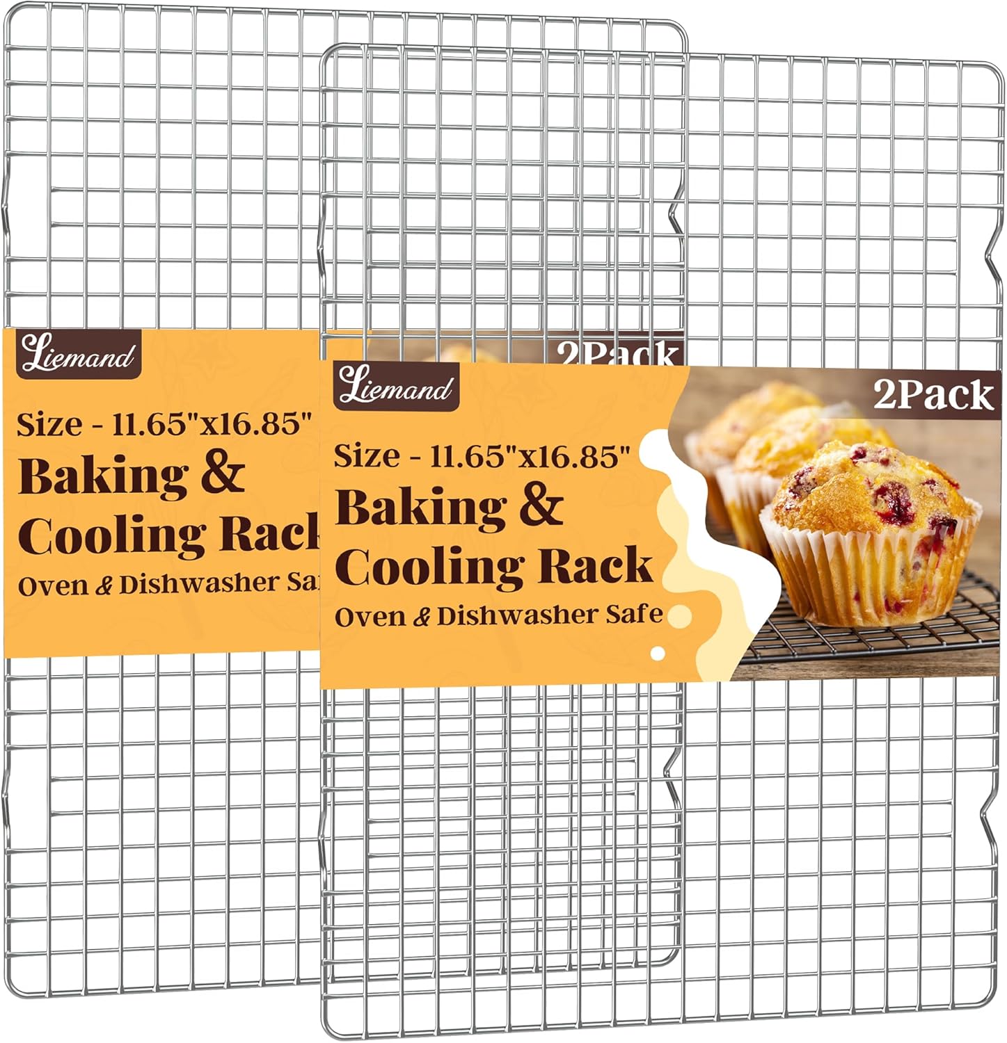 Cooling Racks for Cooking and Baking - 2 PCS 11.65" x 16.85" Grid Wire Baking Rack for Oven Cooking, Baking, Grilling, Roasting -Dishwasher Safe Bacon Rack- Fits Half Sheet Cookie Pan - Culinary Roots